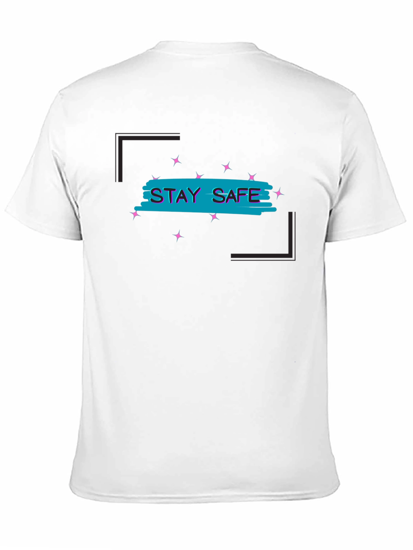 Stay Safe Graphic Tee - Black Cotton Blend