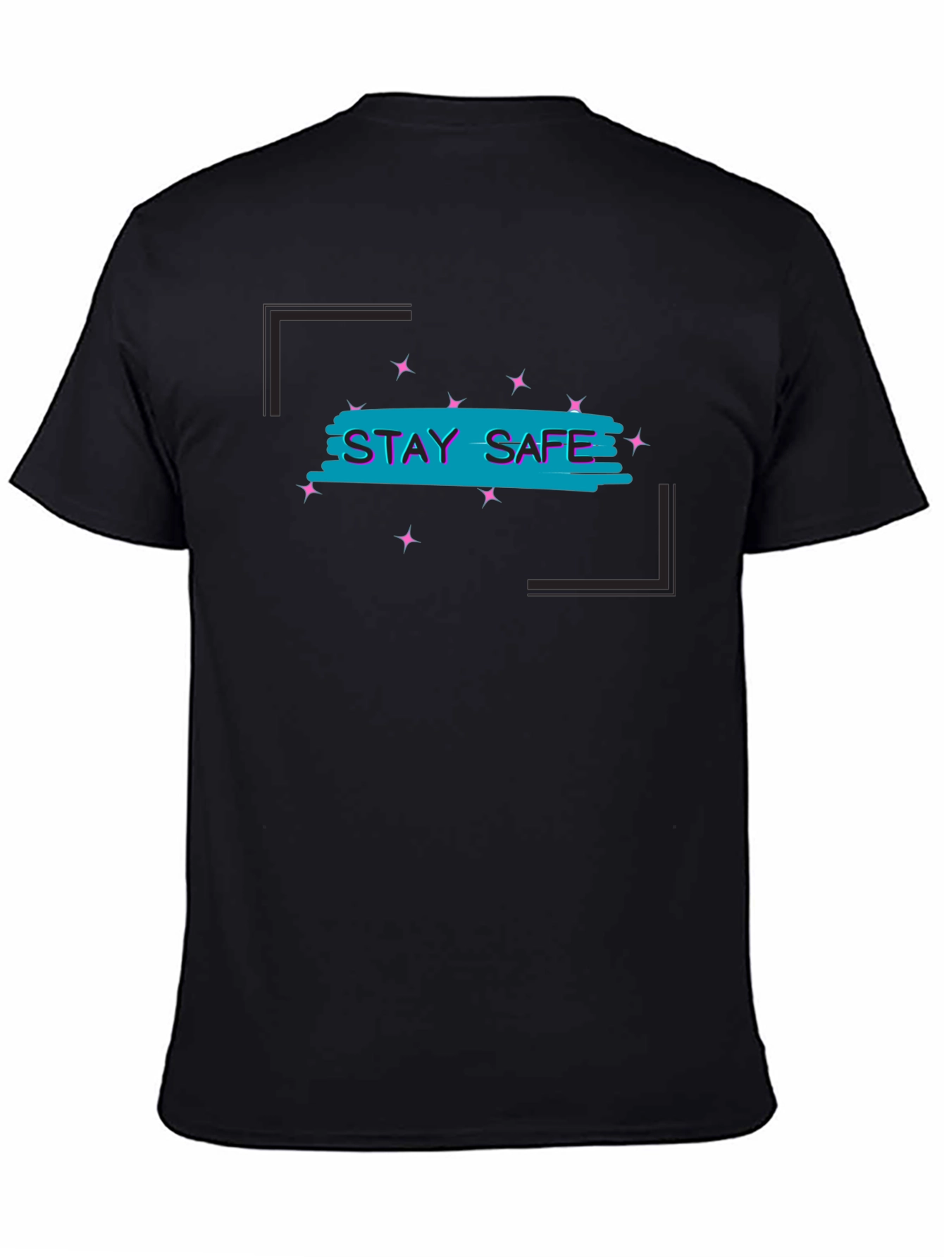 Stay Safe Graphic Tee - Black Cotton Blend