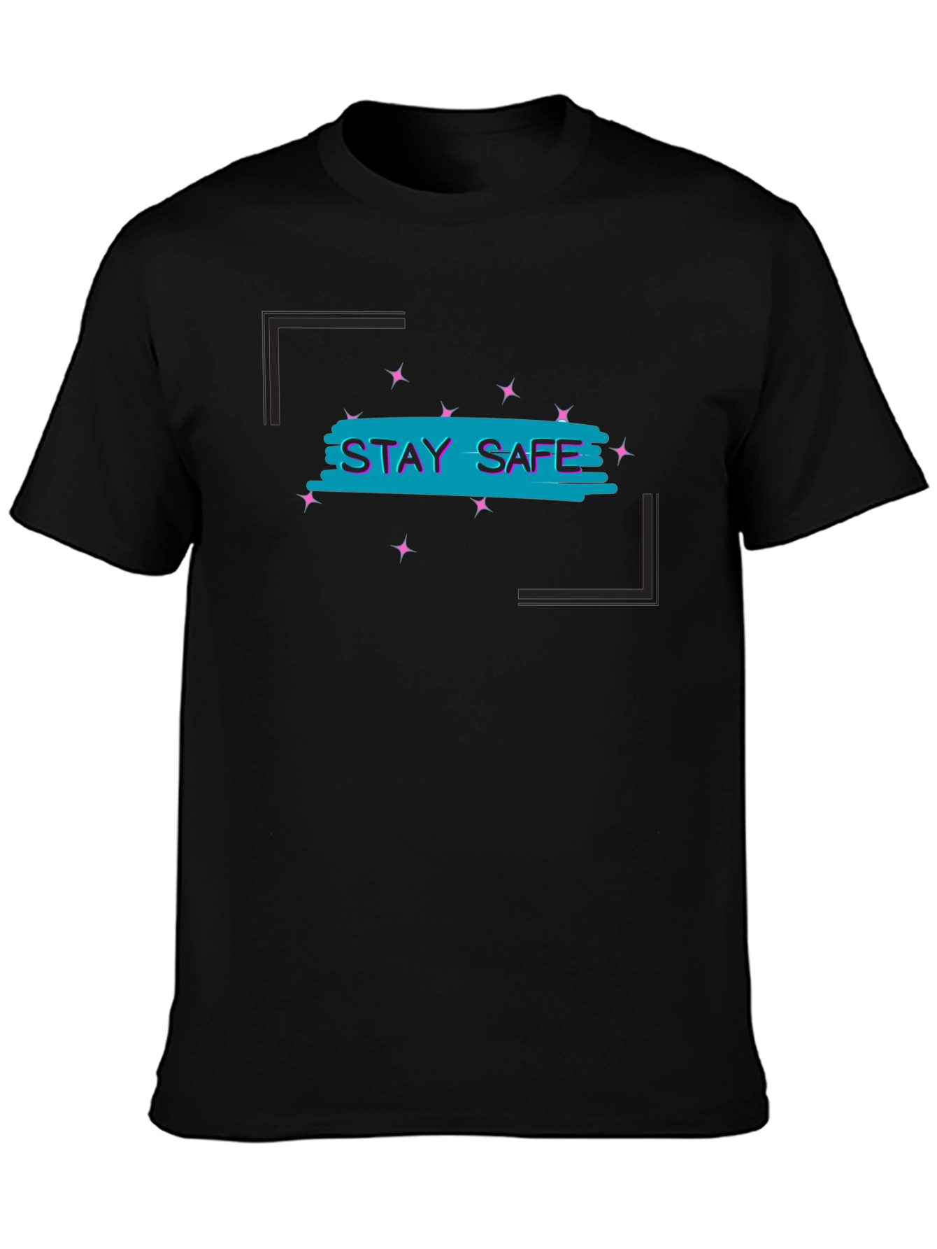 Stay Safe Graphic Tee - Black Cotton Blend