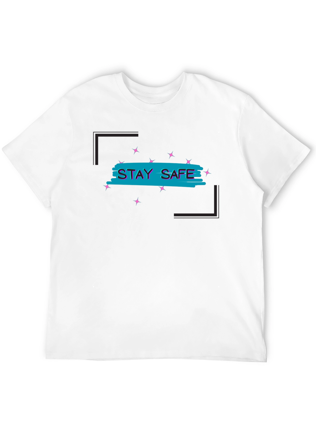 Stay Safe Graphic Tee - Black Cotton Blend