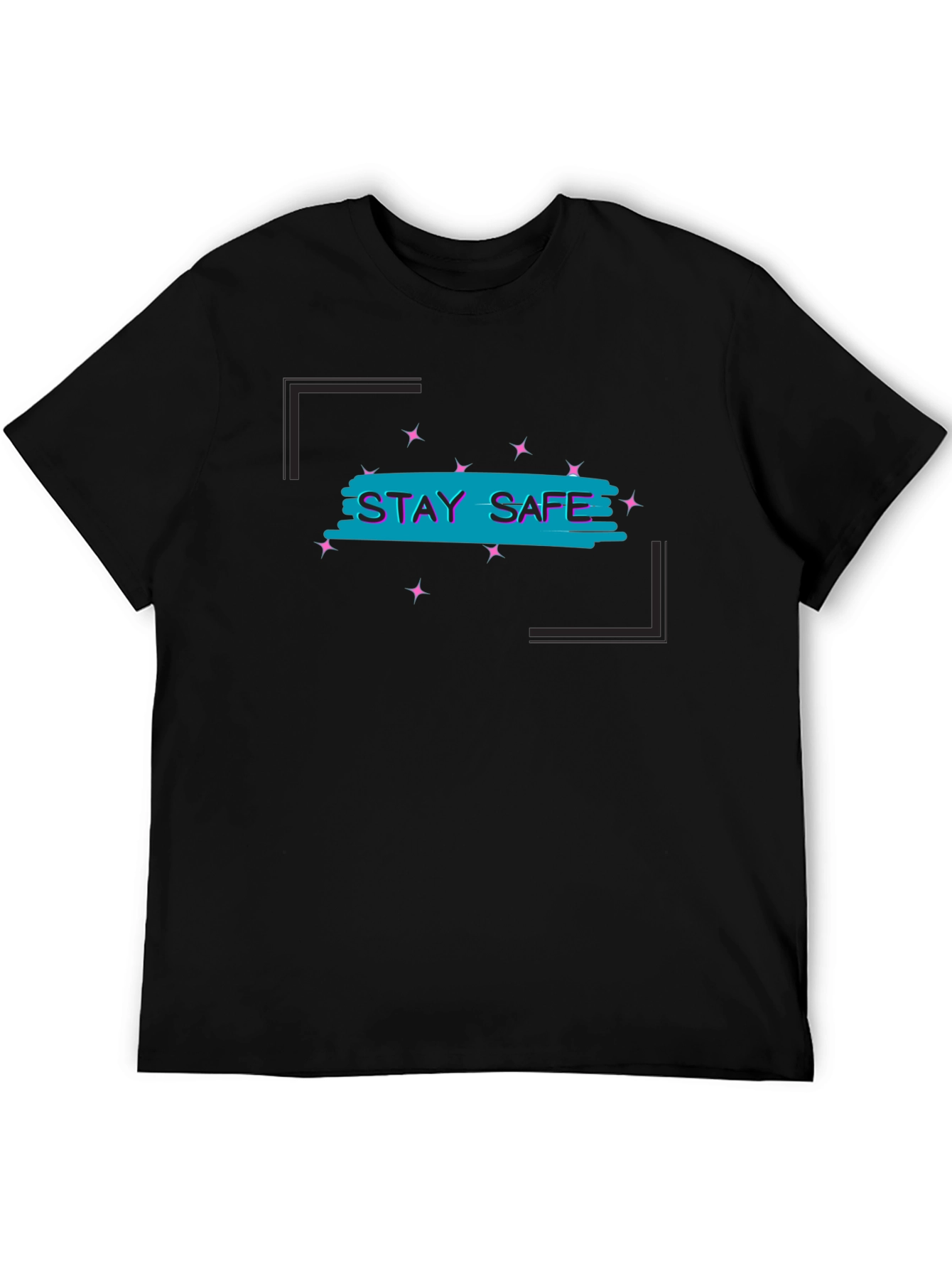 Stay Safe Graphic Tee - Black Cotton Blend