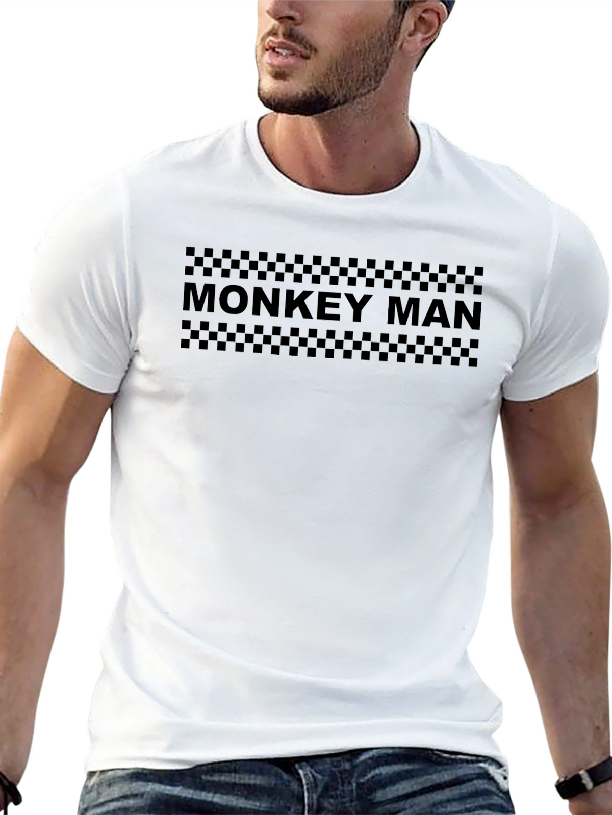 Monkey Man Graphic Print Black T-Shirt