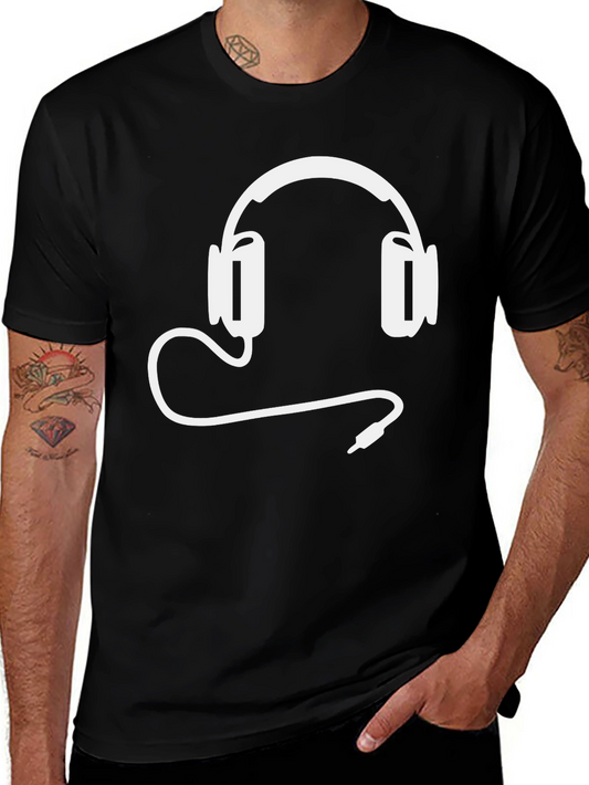 Cool Headphone Graphic Tee - Black
