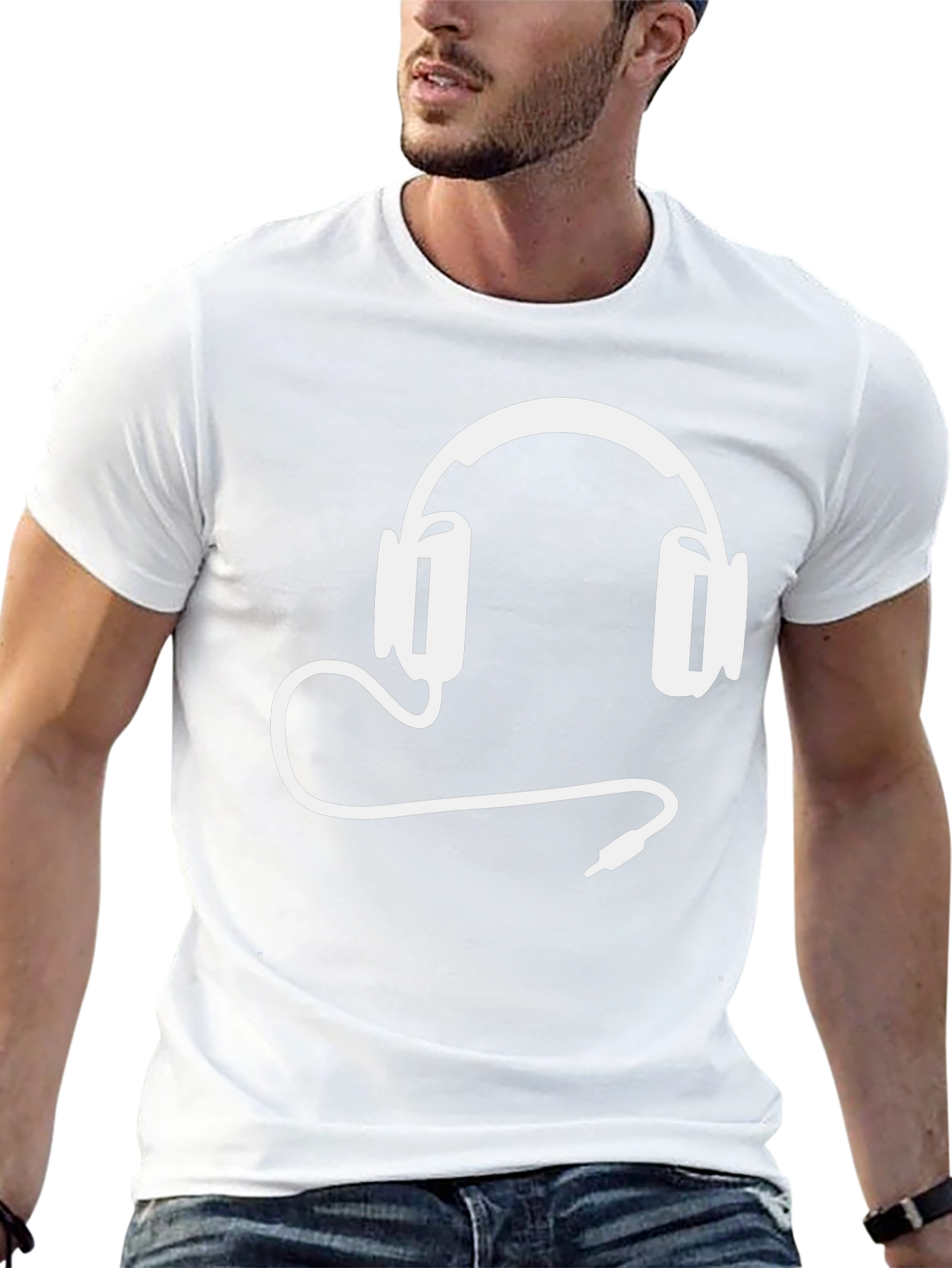 Cool Headphone Graphic Tee - Black