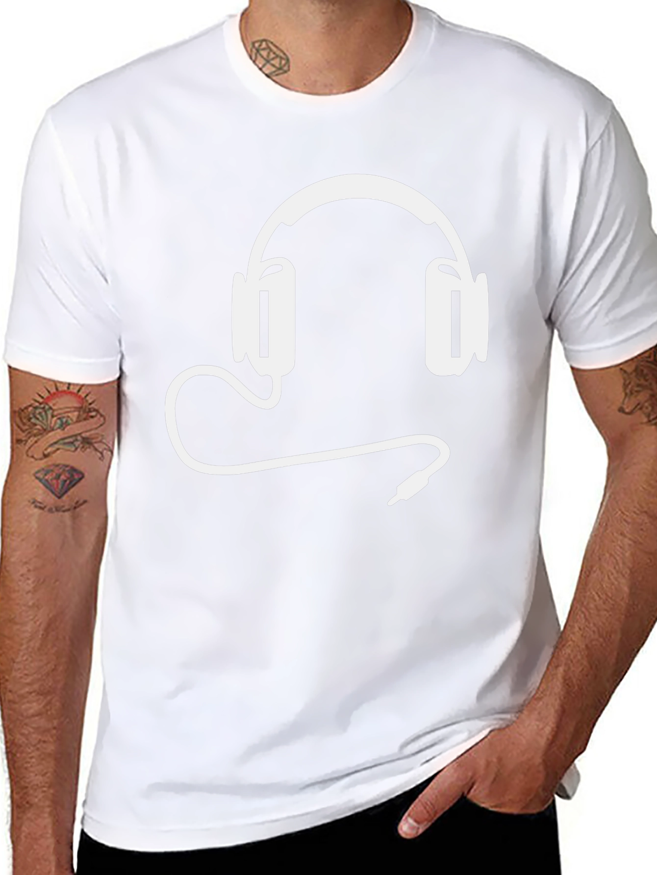 Cool Headphone Graphic Tee - Black