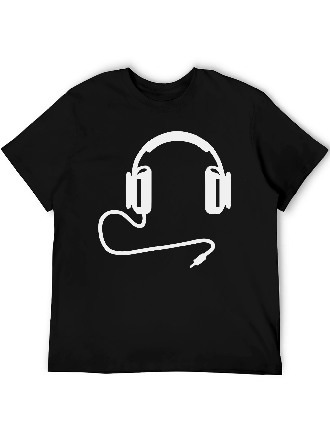 Cool Headphone Graphic Tee - Black