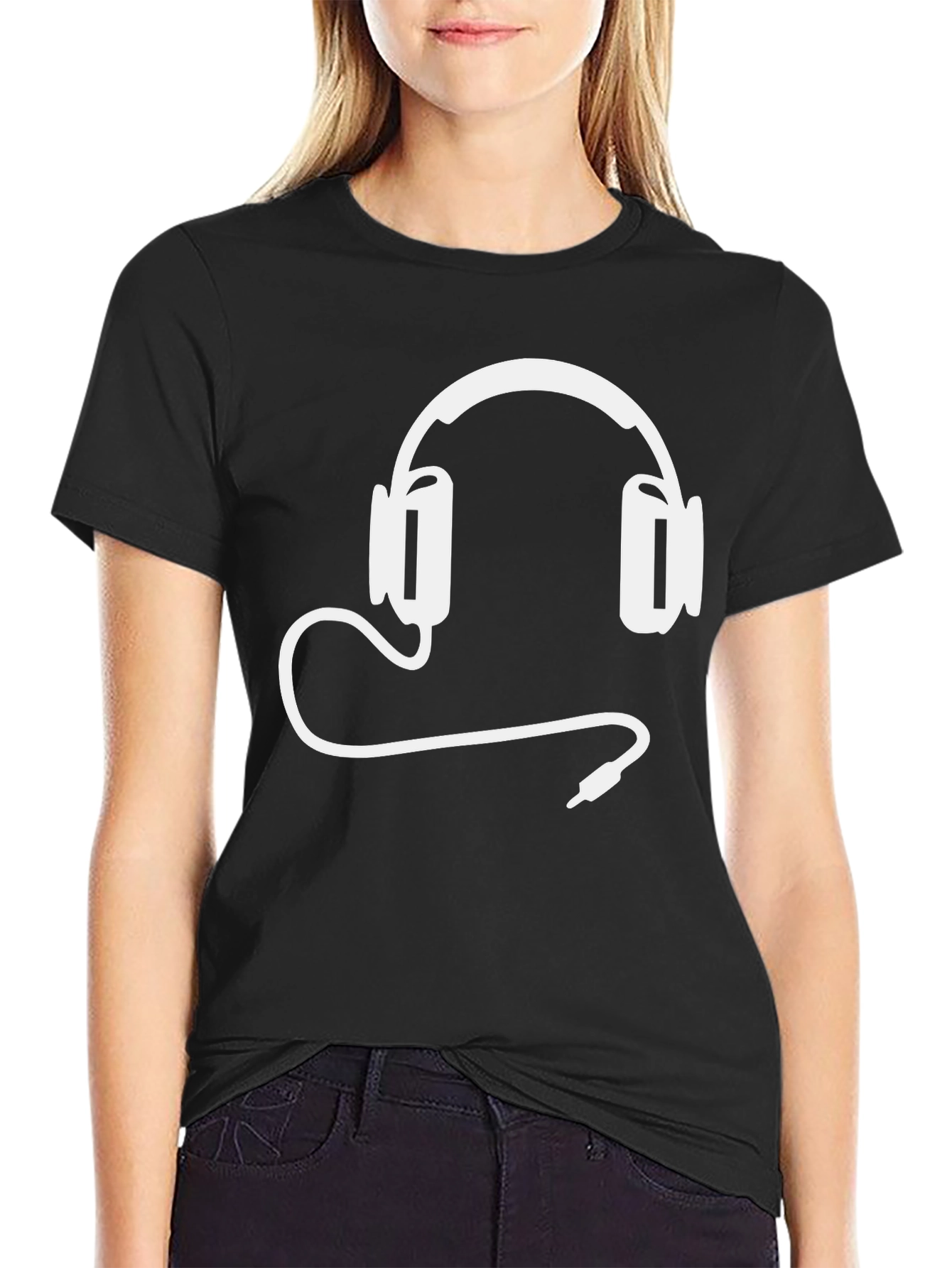 Cool Headphone Graphic Tee - Black