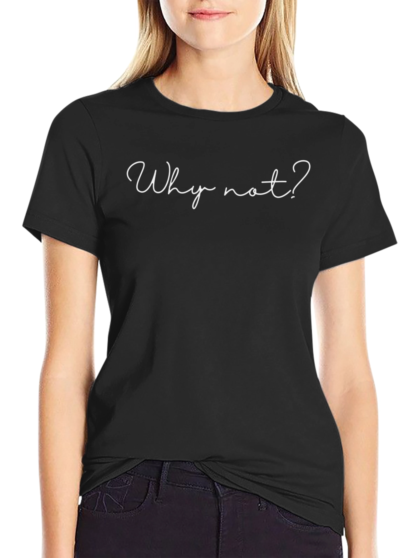 Why Not? Black Graphic Tee - Casual Fashion