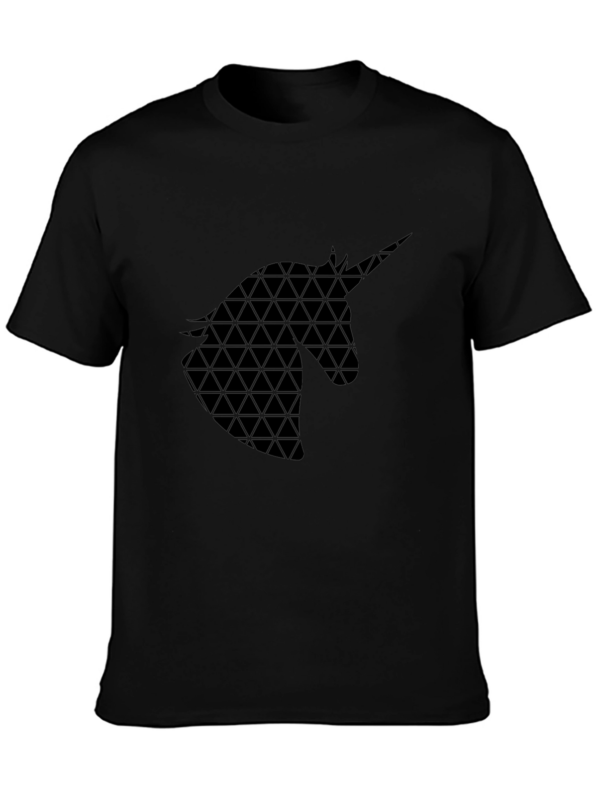 Geometric Unicorn Graphic Black T-Shirt