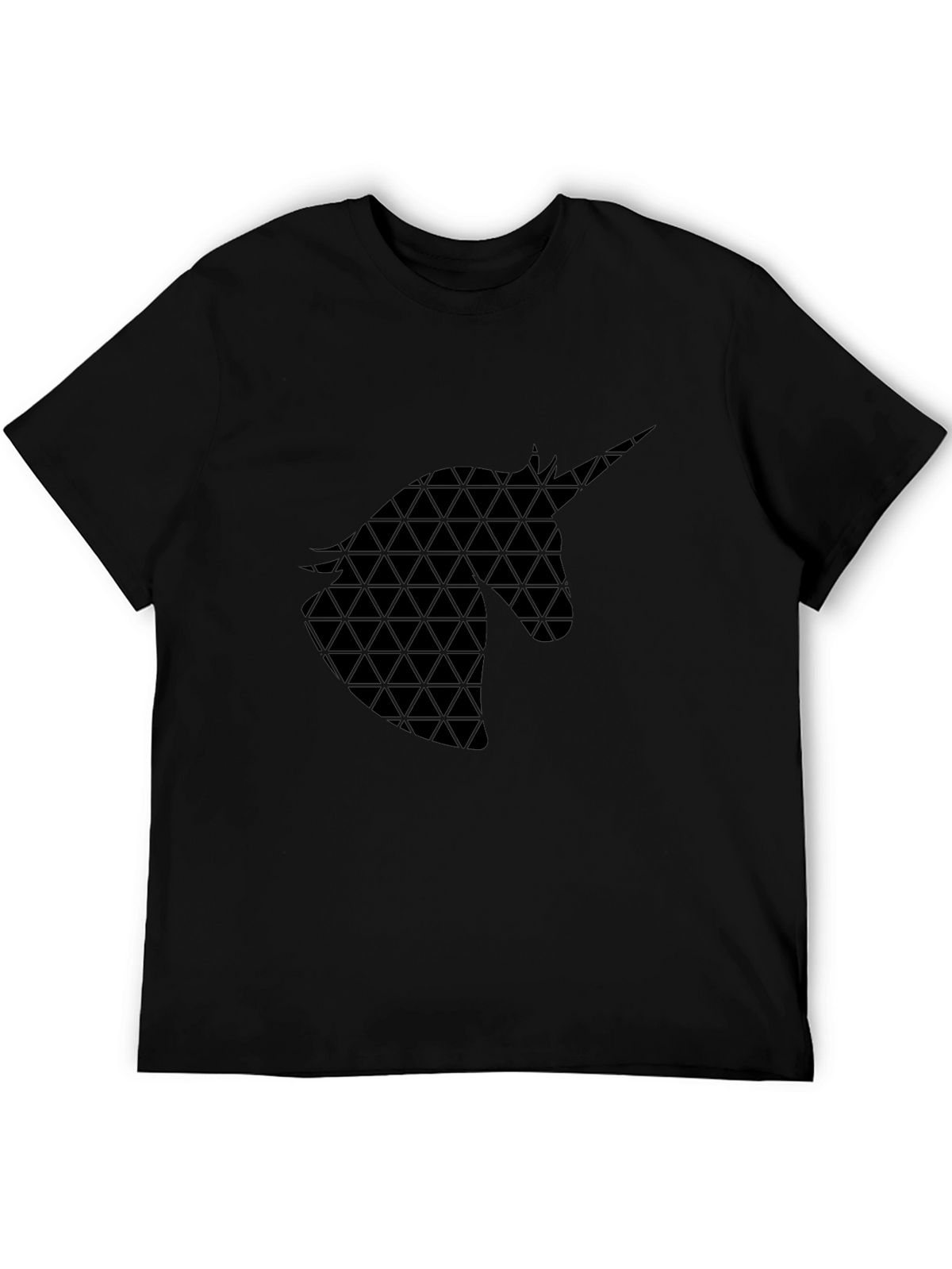 Geometric Unicorn Graphic Black T-Shirt