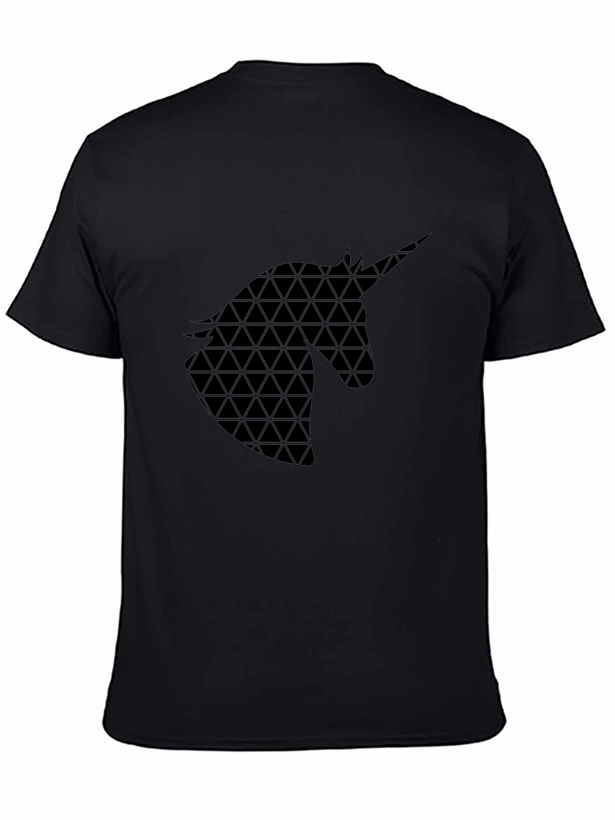 Geometric Unicorn Graphic Black T-Shirt