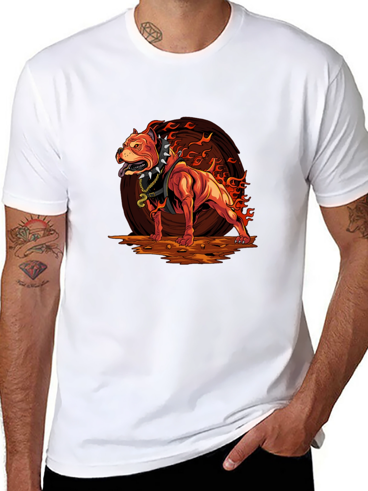 Fiery Pitbull Graphic Tee - Bold Streetwear