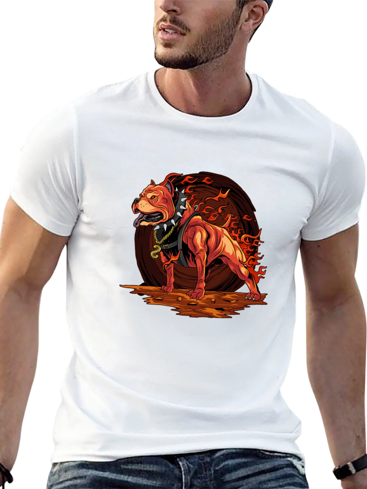Fiery Pitbull Graphic Tee - Bold Streetwear