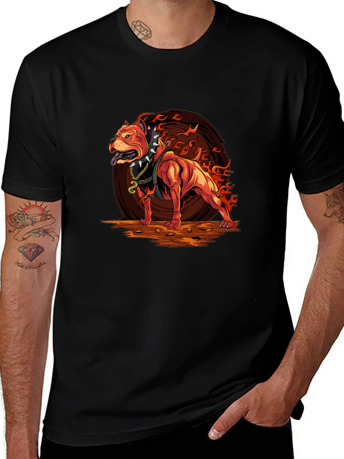 Fiery Pitbull Graphic Tee - Bold Streetwear
