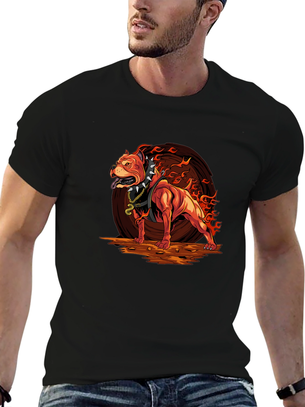 Fiery Pitbull Graphic Tee - Bold Streetwear