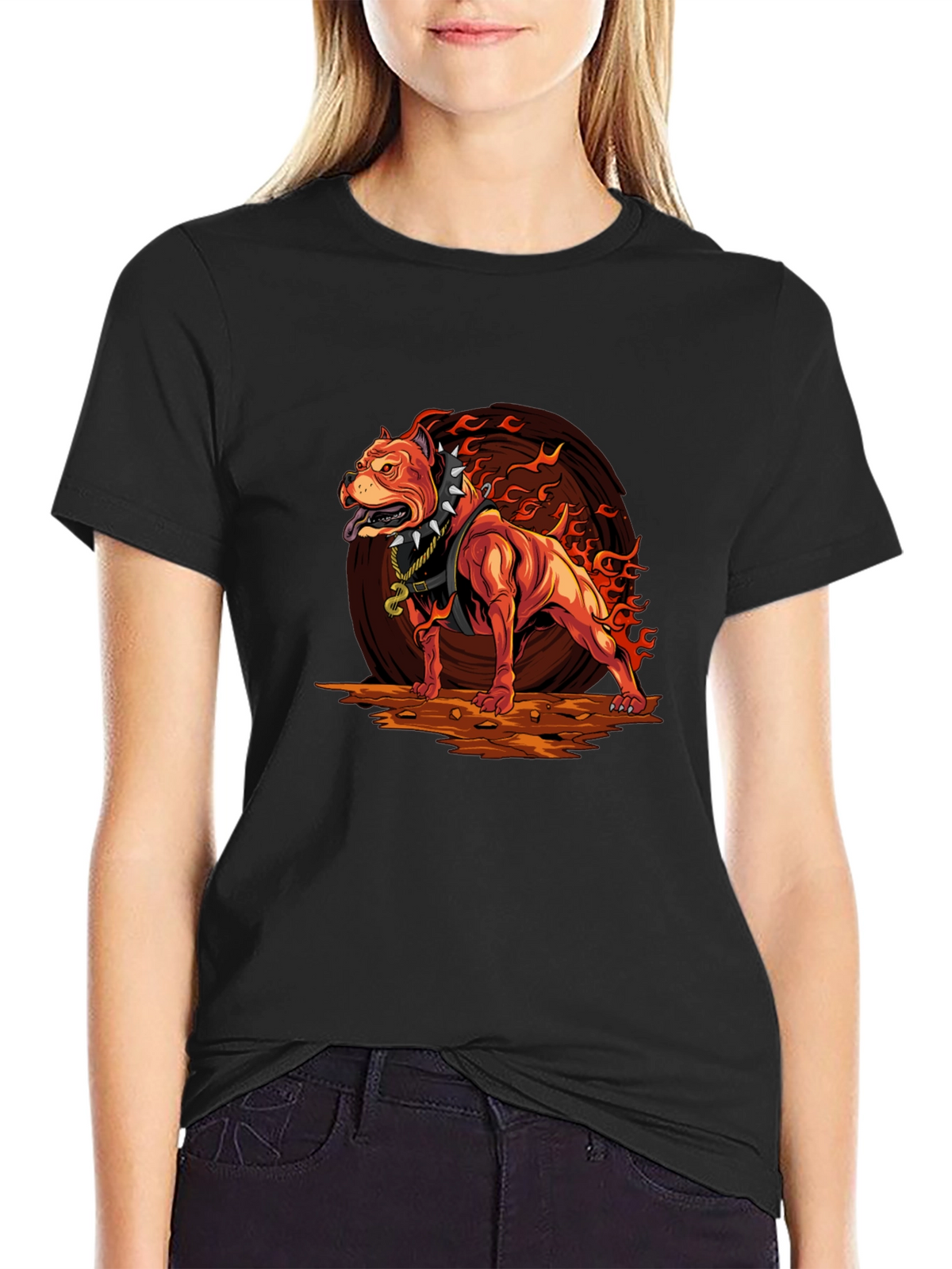 Fiery Pitbull Graphic Tee - Bold Streetwear