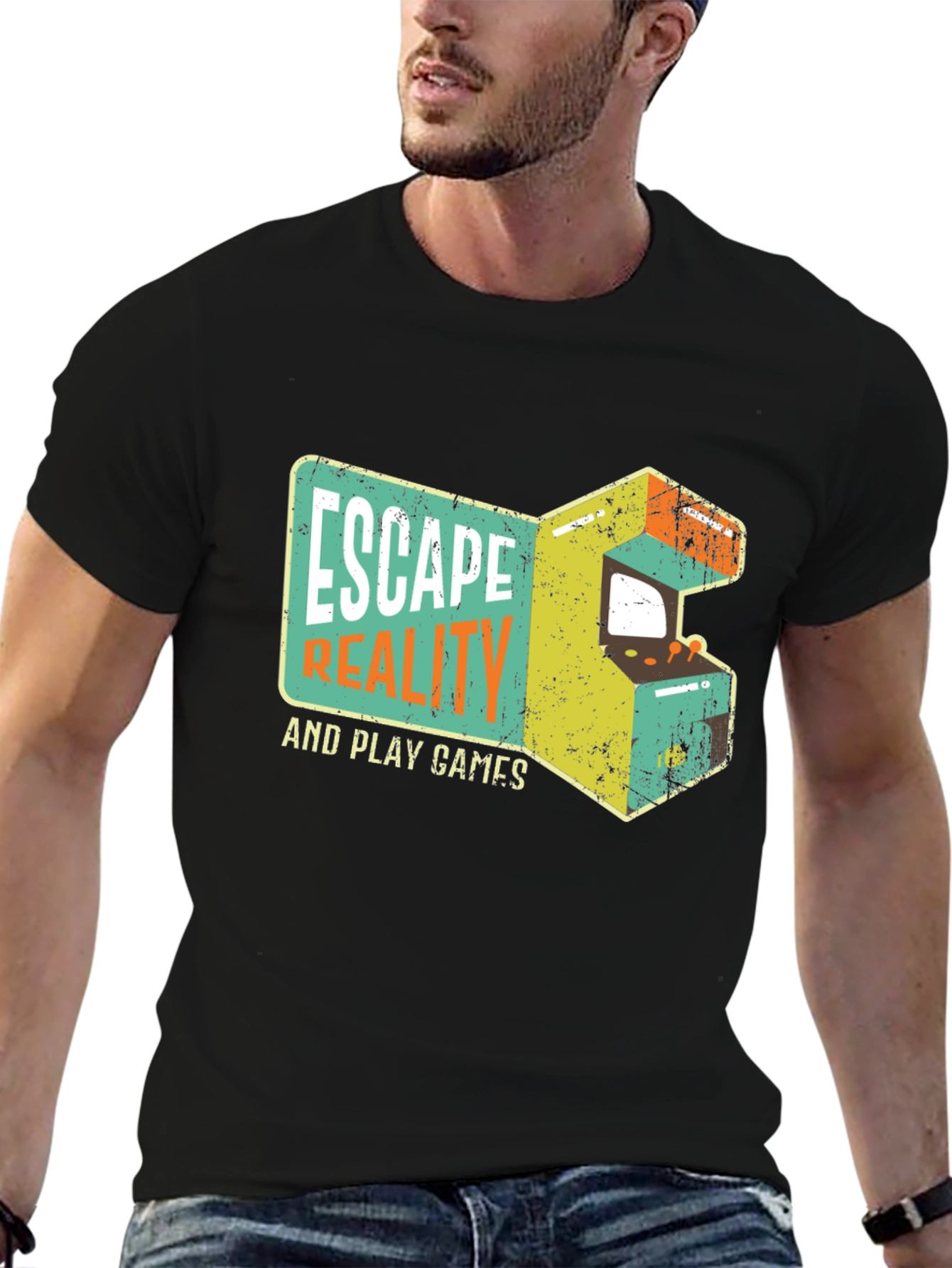Escape Reality Retro Gaming Black T-Shirt