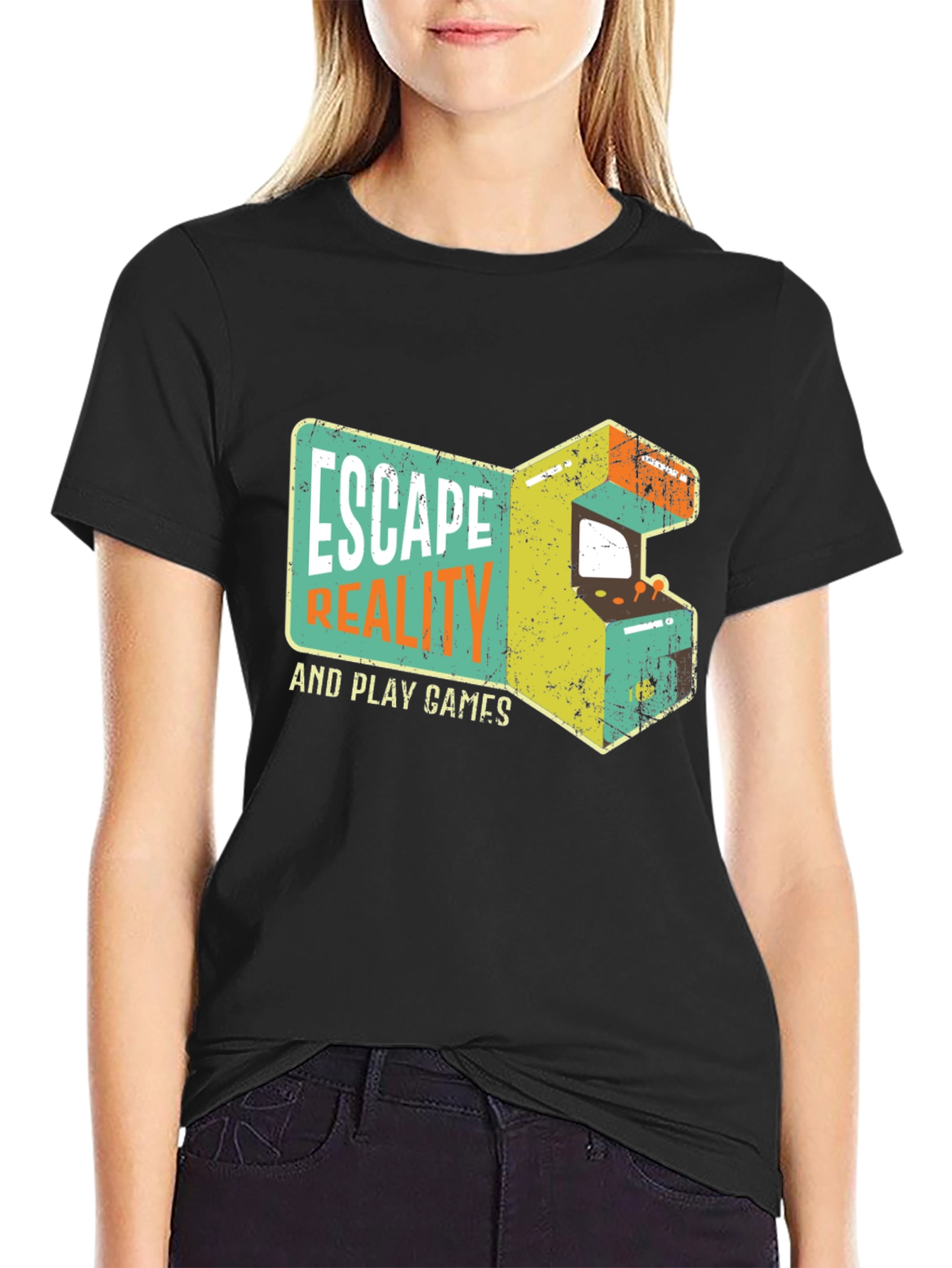 Escape Reality Retro Gaming Black T-Shirt