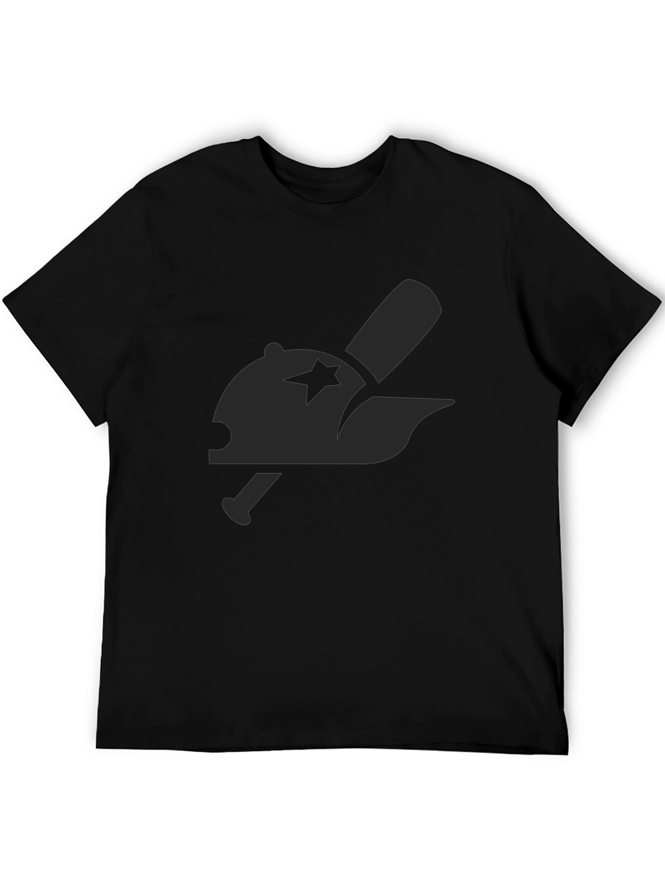 Baseball Cap & Bat Graphic Black Tee