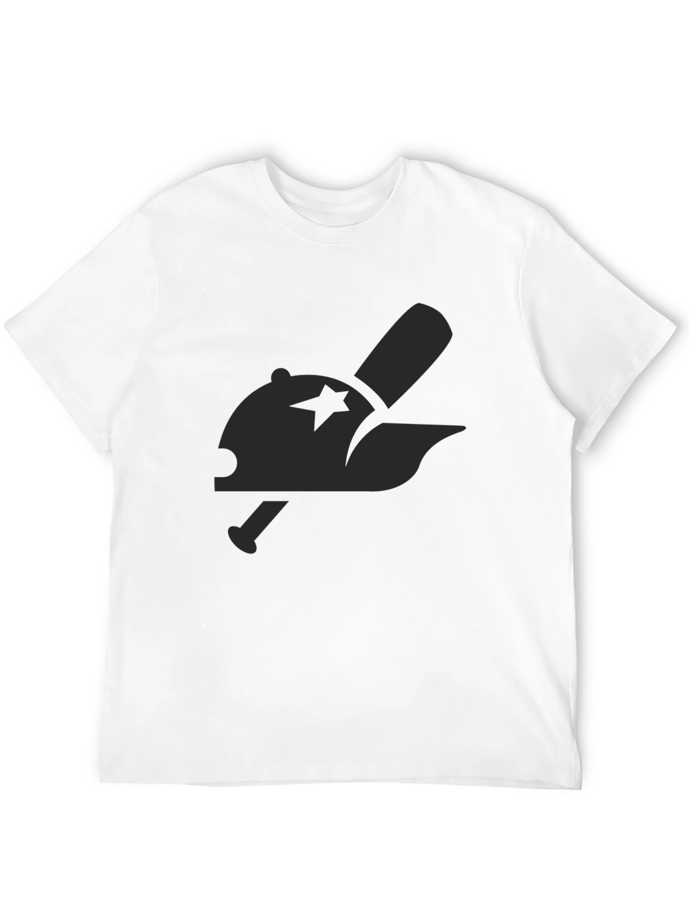 Baseball Cap & Bat Graphic Black Tee