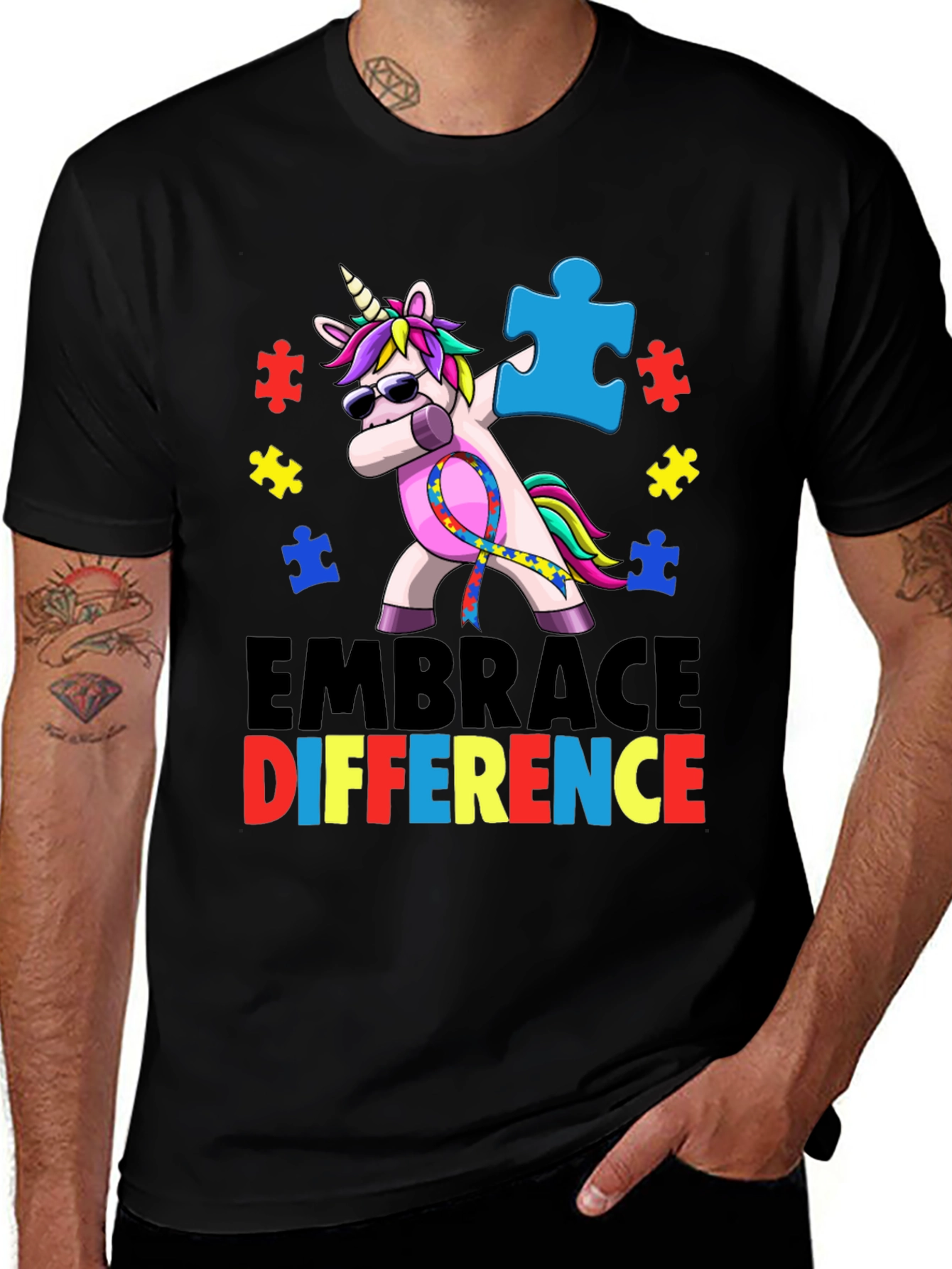 Embrace Difference Autism Awareness Unicorn T-Shirt