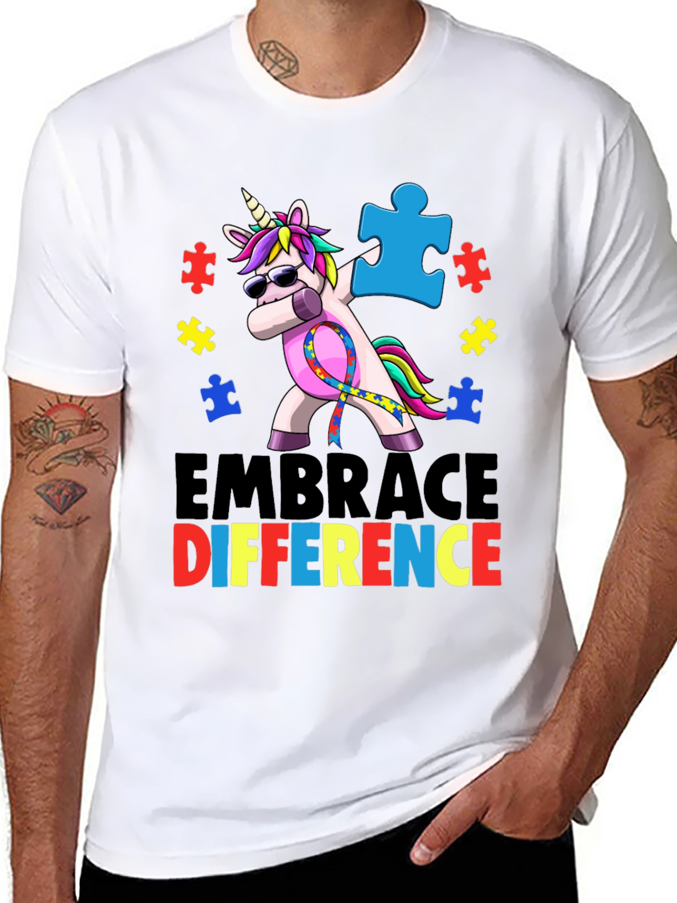 Embrace Difference Autism Awareness Unicorn T-Shirt