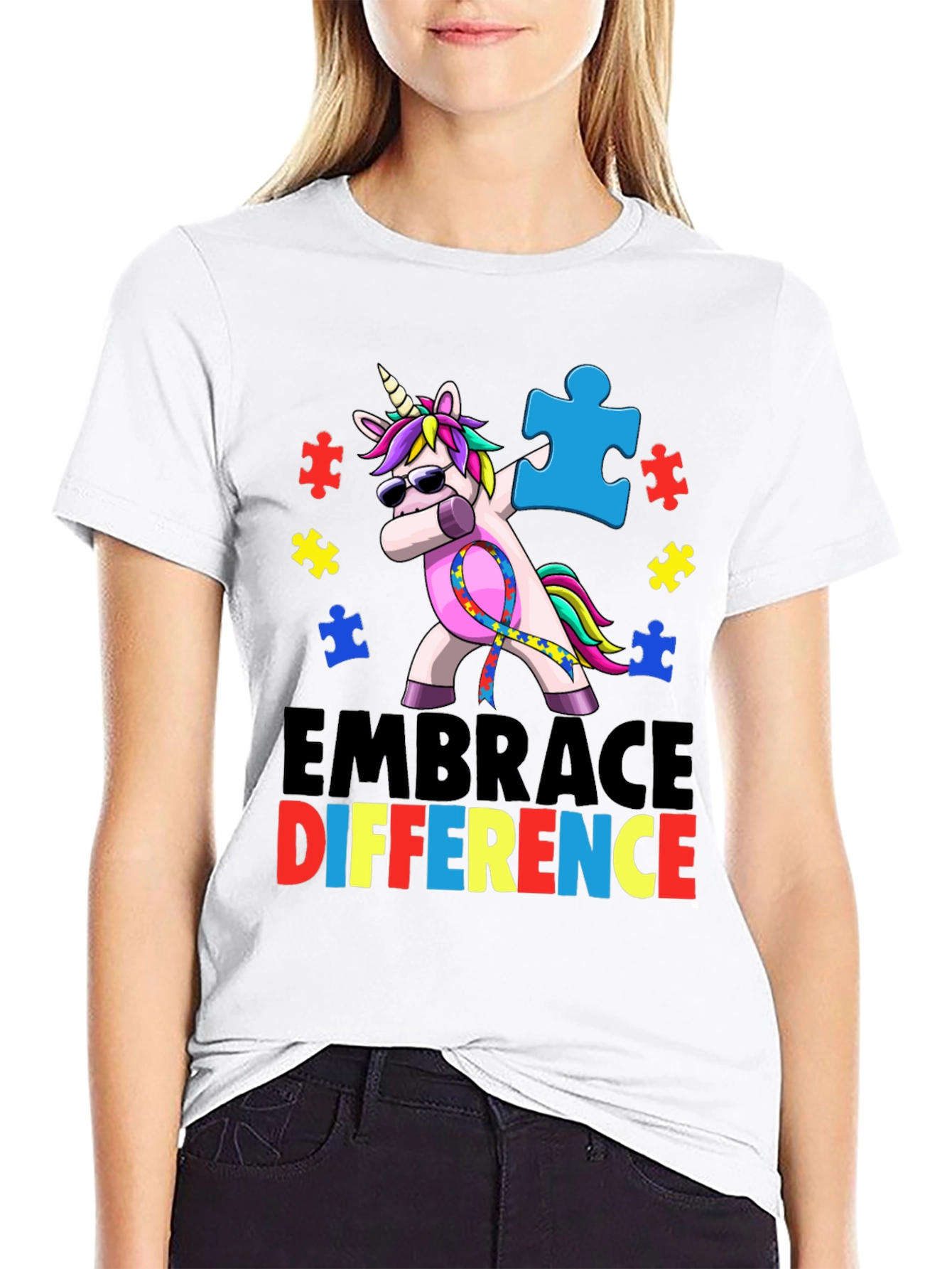 Embrace Difference Autism Awareness Unicorn T-Shirt