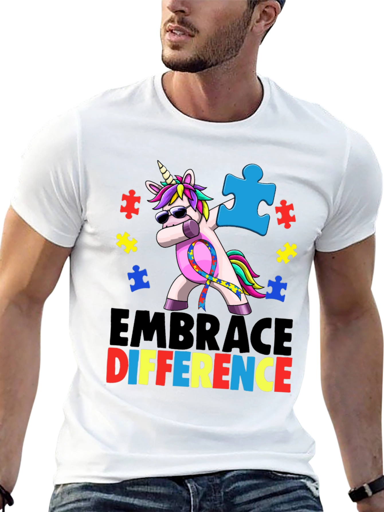 Embrace Difference Autism Awareness Unicorn T-Shirt