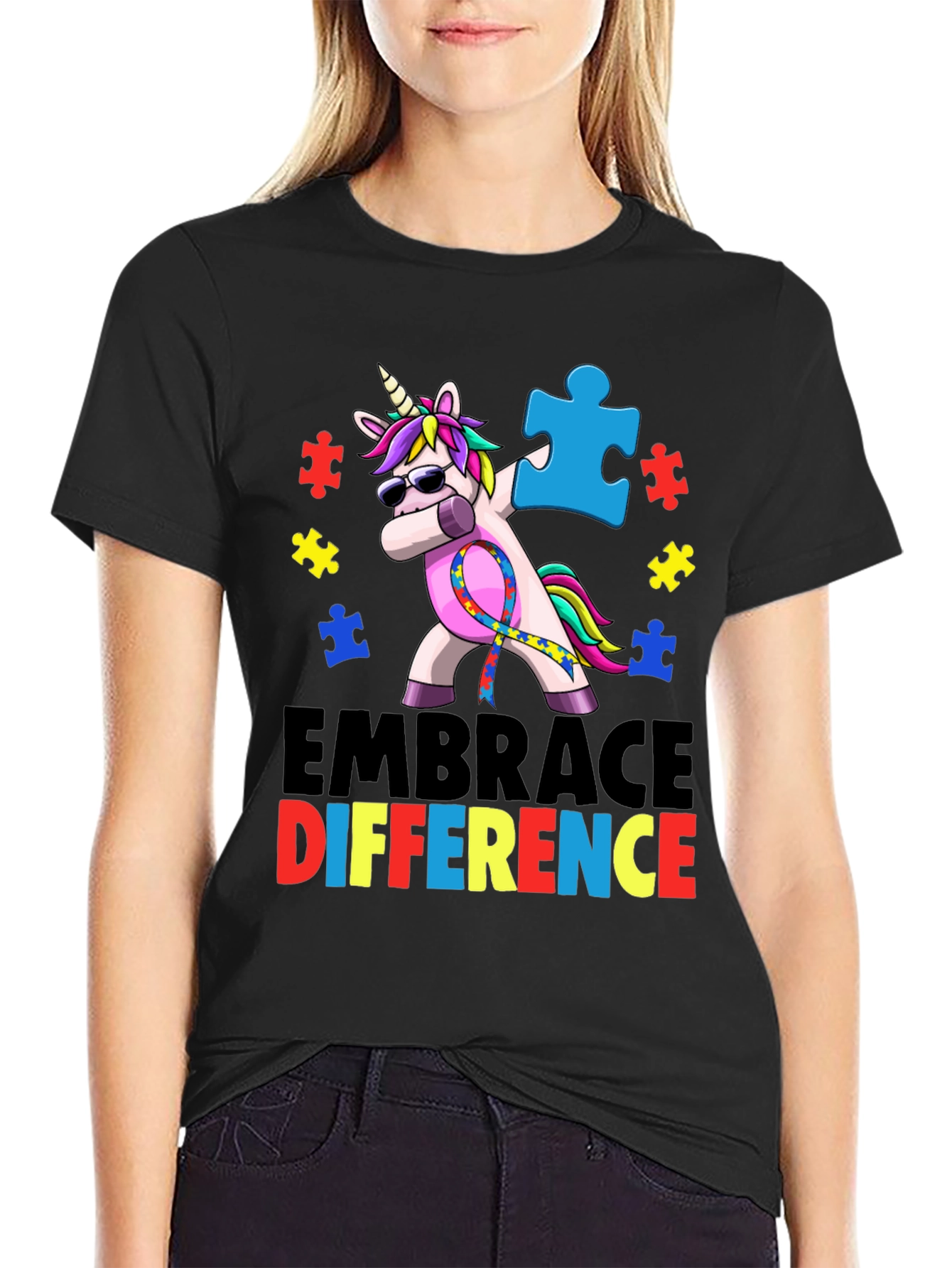 Embrace Difference Autism Awareness Unicorn T-Shirt