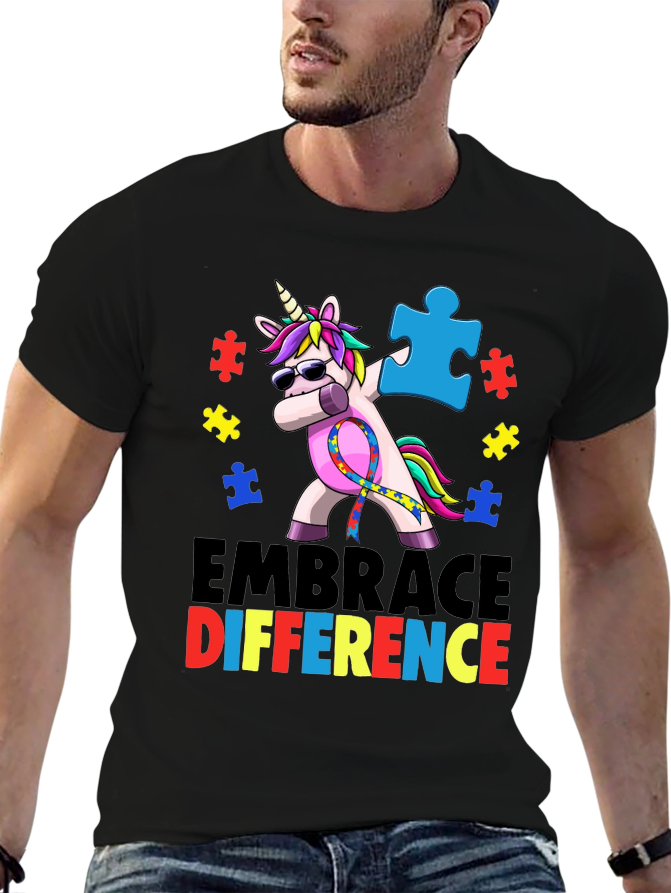 Embrace Difference Autism Awareness Unicorn T-Shirt