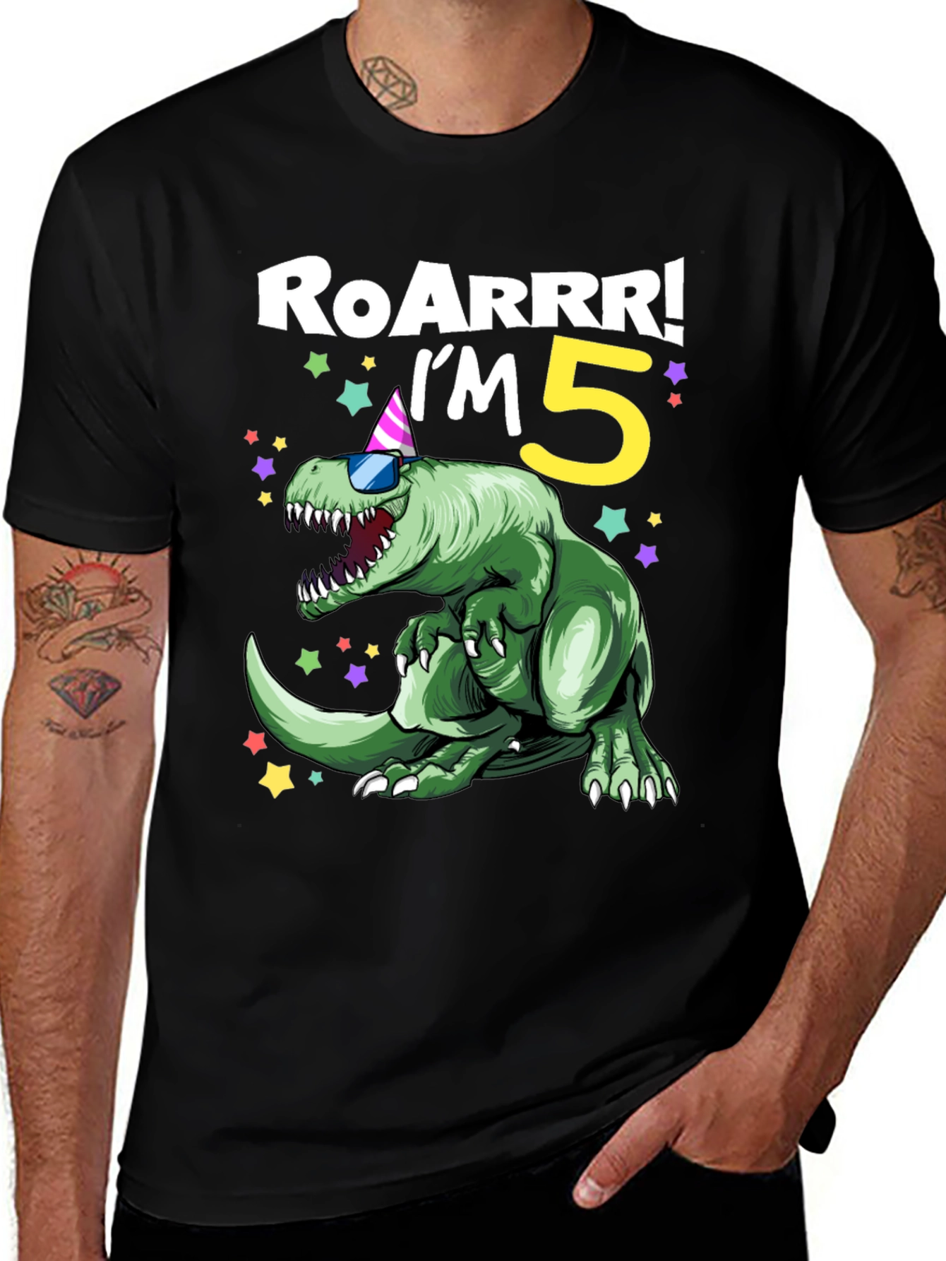 Roarrr! Im 5! Birthday Dinosaur Graphic Tee