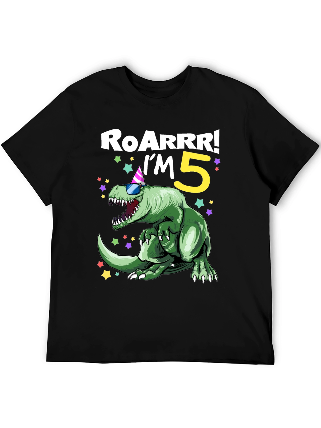 Roarrr! Im 5! Birthday Dinosaur Graphic Tee