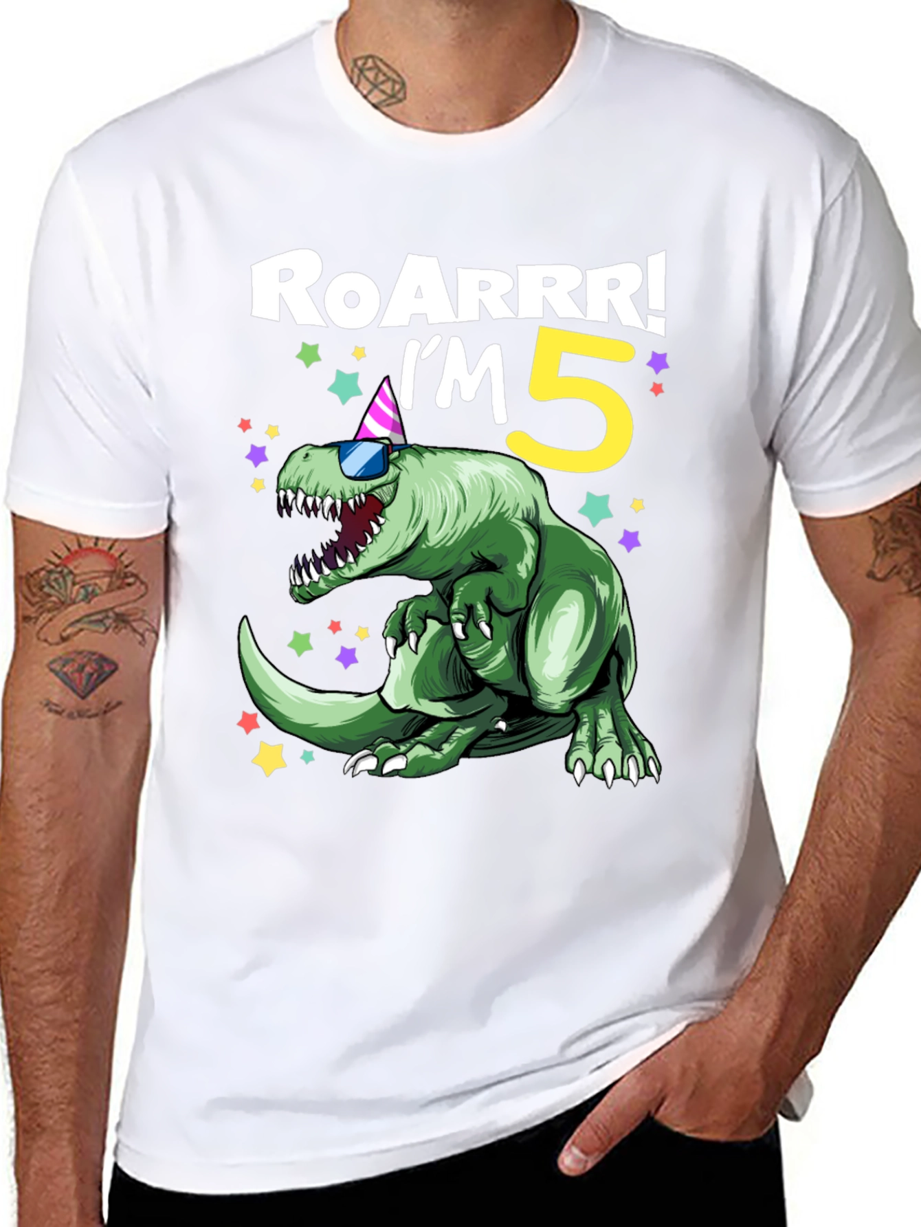 Roarrr! Im 5! Birthday Dinosaur Graphic Tee