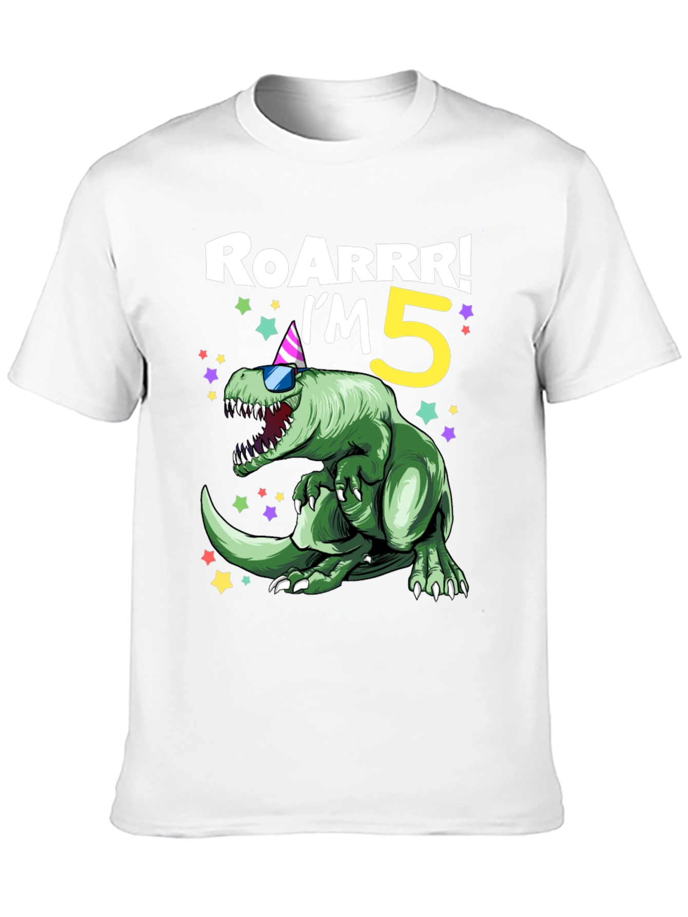 Roarrr! Im 5! Birthday Dinosaur Graphic Tee