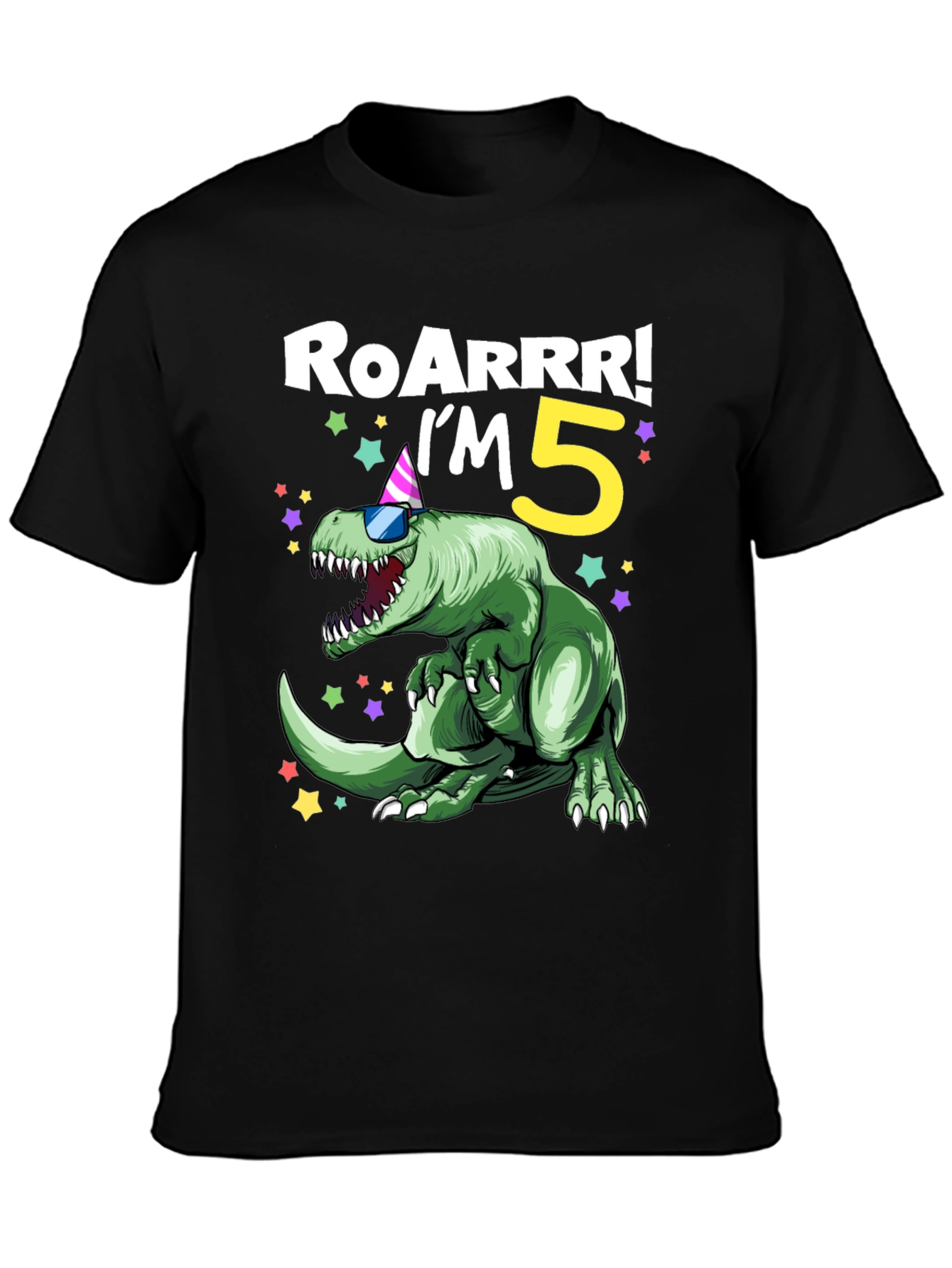 Roarrr! Im 5! Birthday Dinosaur Graphic Tee