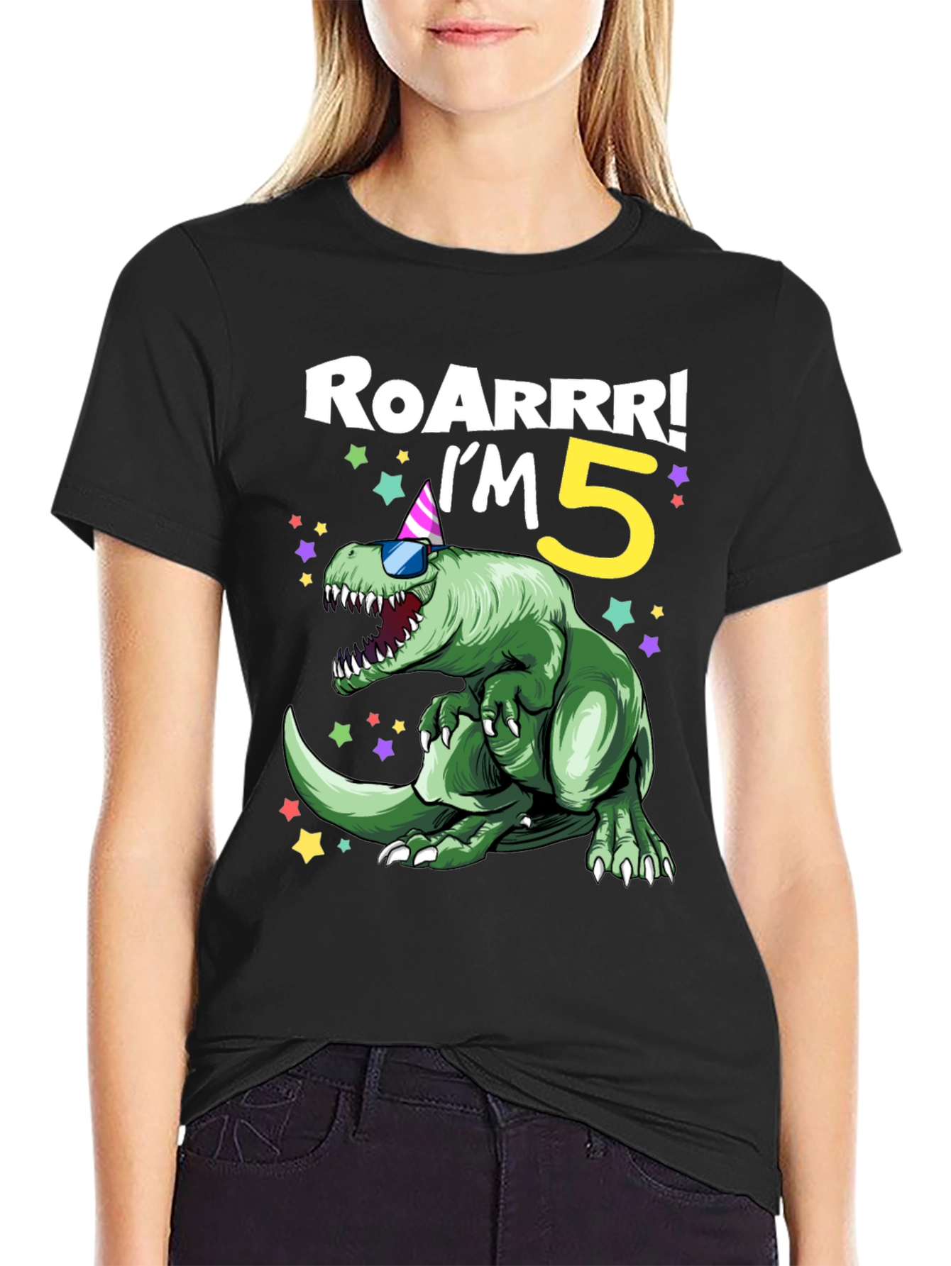 Roarrr! Im 5! Birthday Dinosaur Graphic Tee
