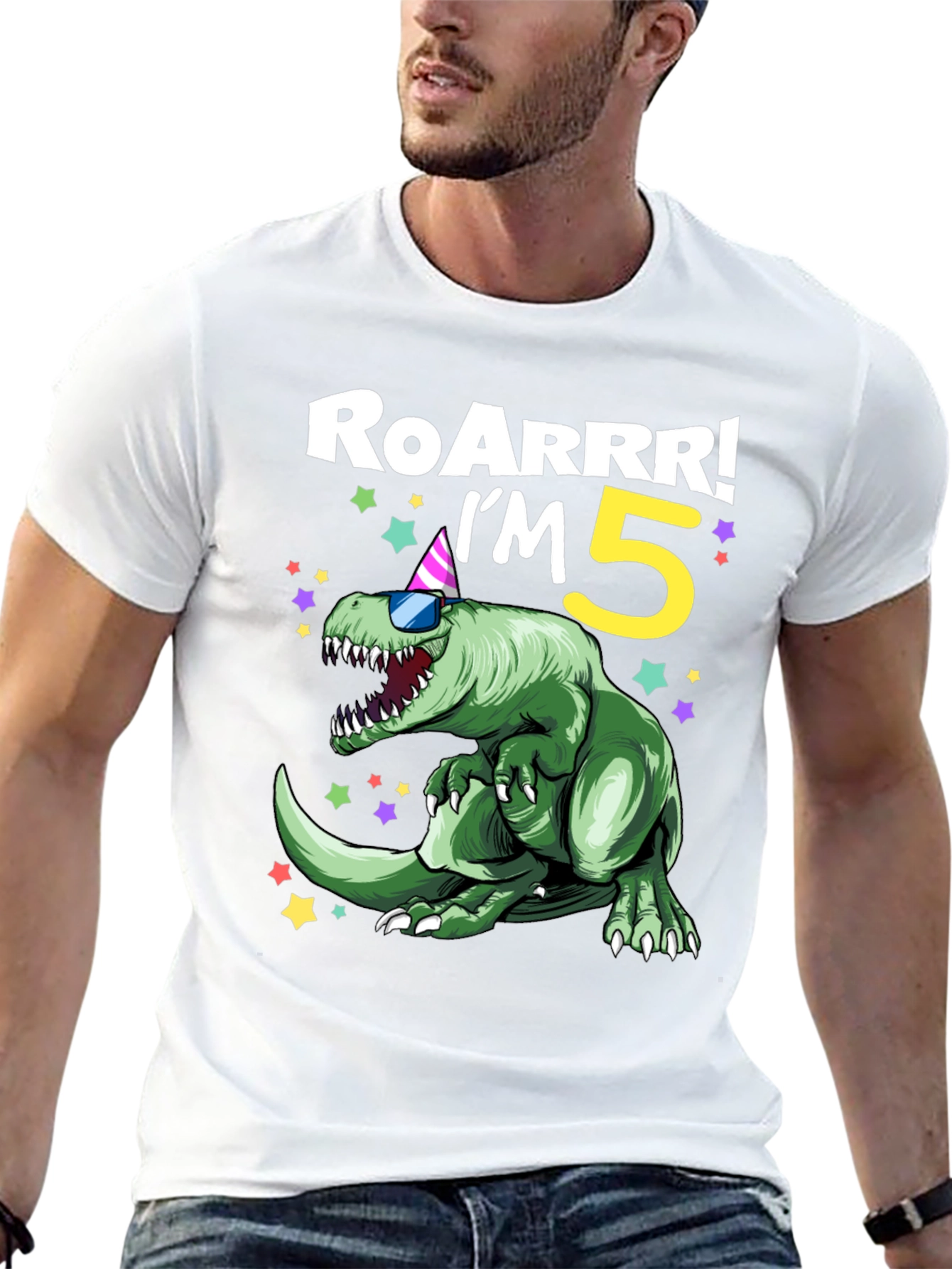 Roarrr! Im 5! Birthday Dinosaur Graphic Tee