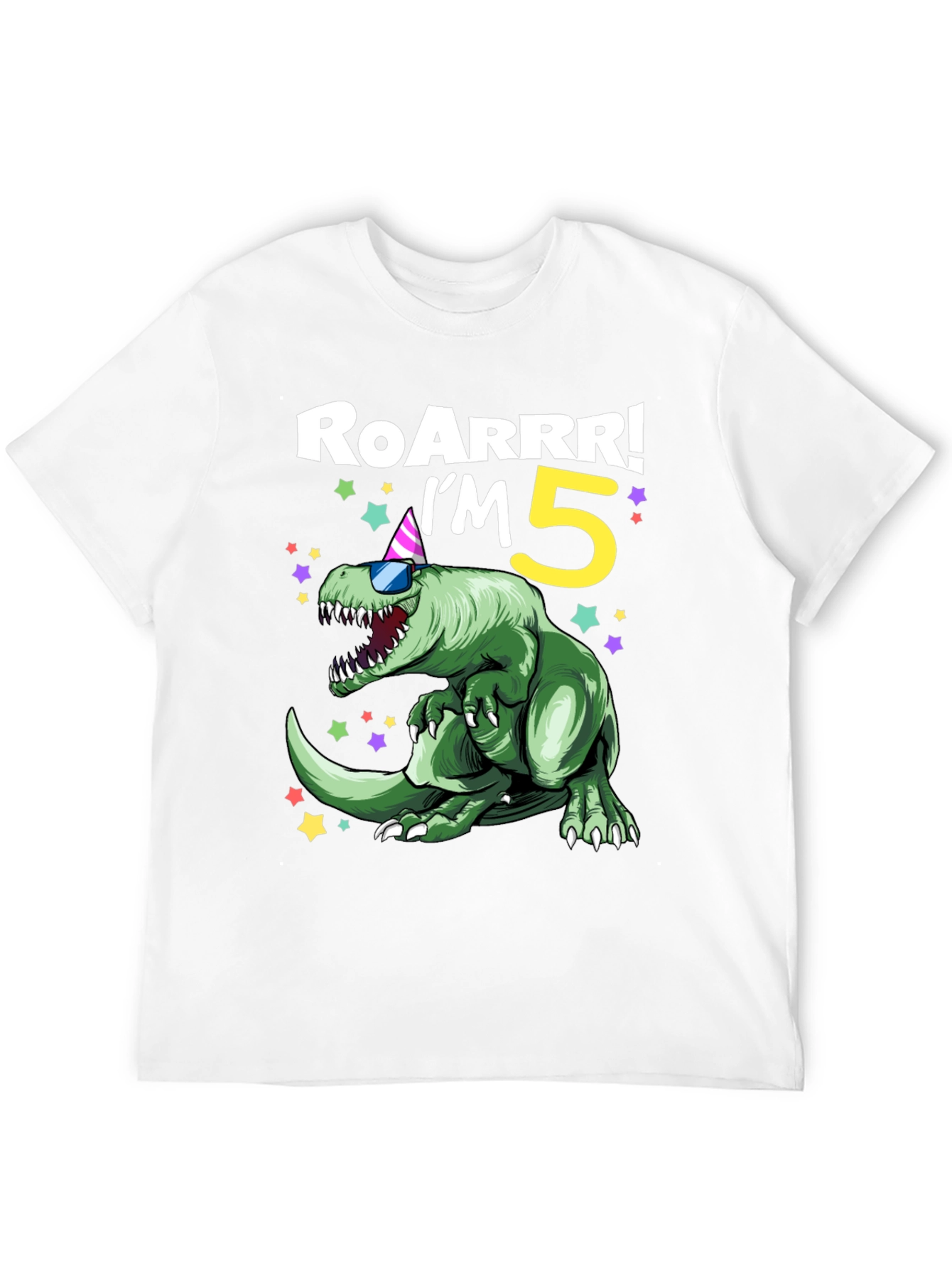 Roarrr! Im 5! Birthday Dinosaur Graphic Tee