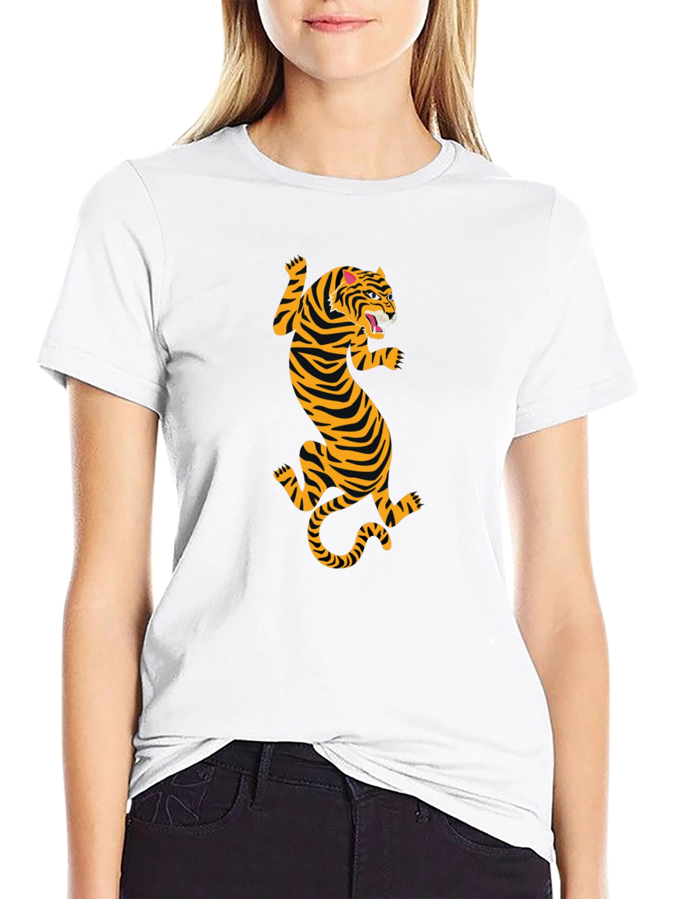 Black T-Shirt with Tiger Print