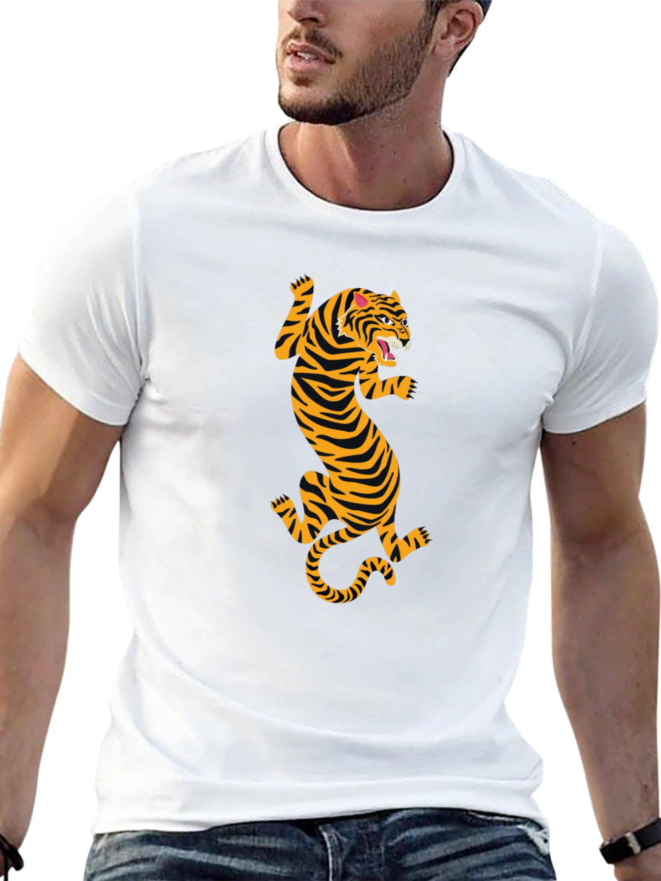 Black T-Shirt with Tiger Print