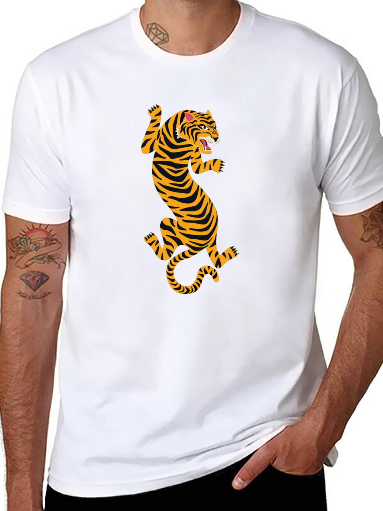 Black T-Shirt with Tiger Print