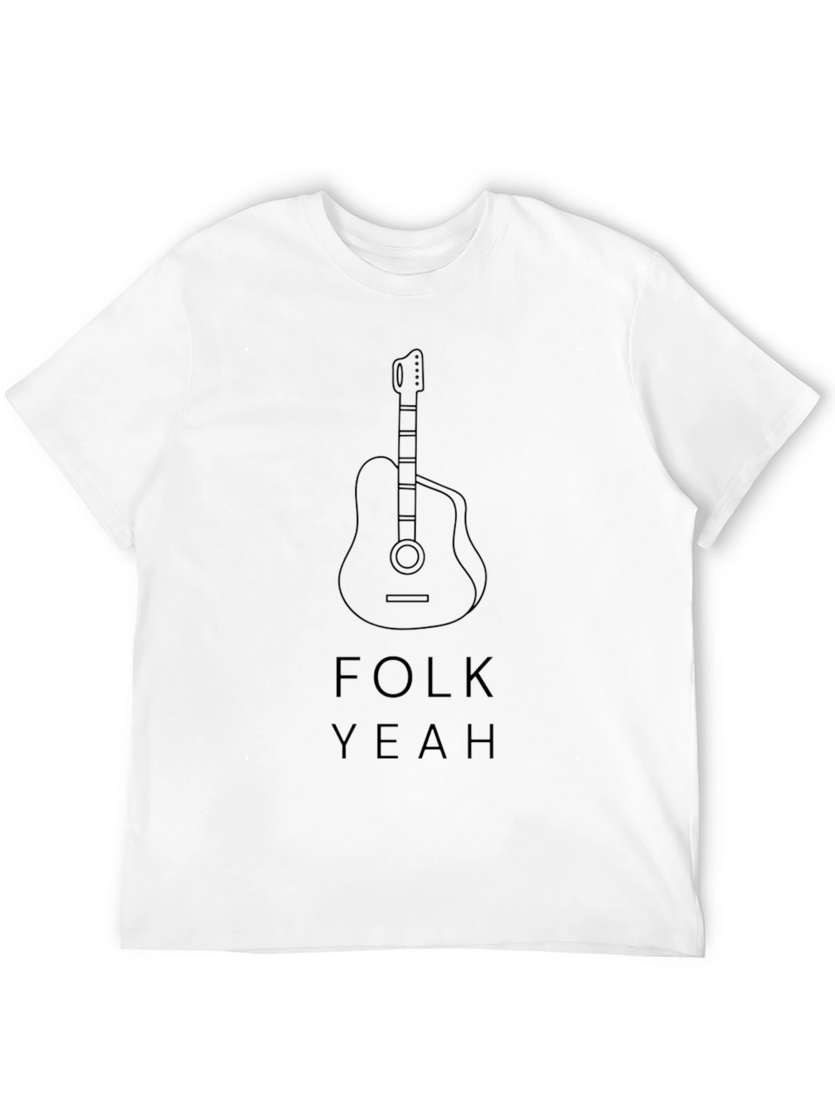 Folk Yeah Guitar Graphic Tee - Black Cotton T-Shirt