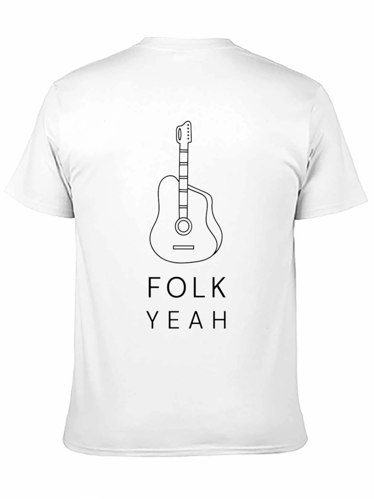 Folk Yeah Guitar Graphic Tee - Black Cotton T-Shirt