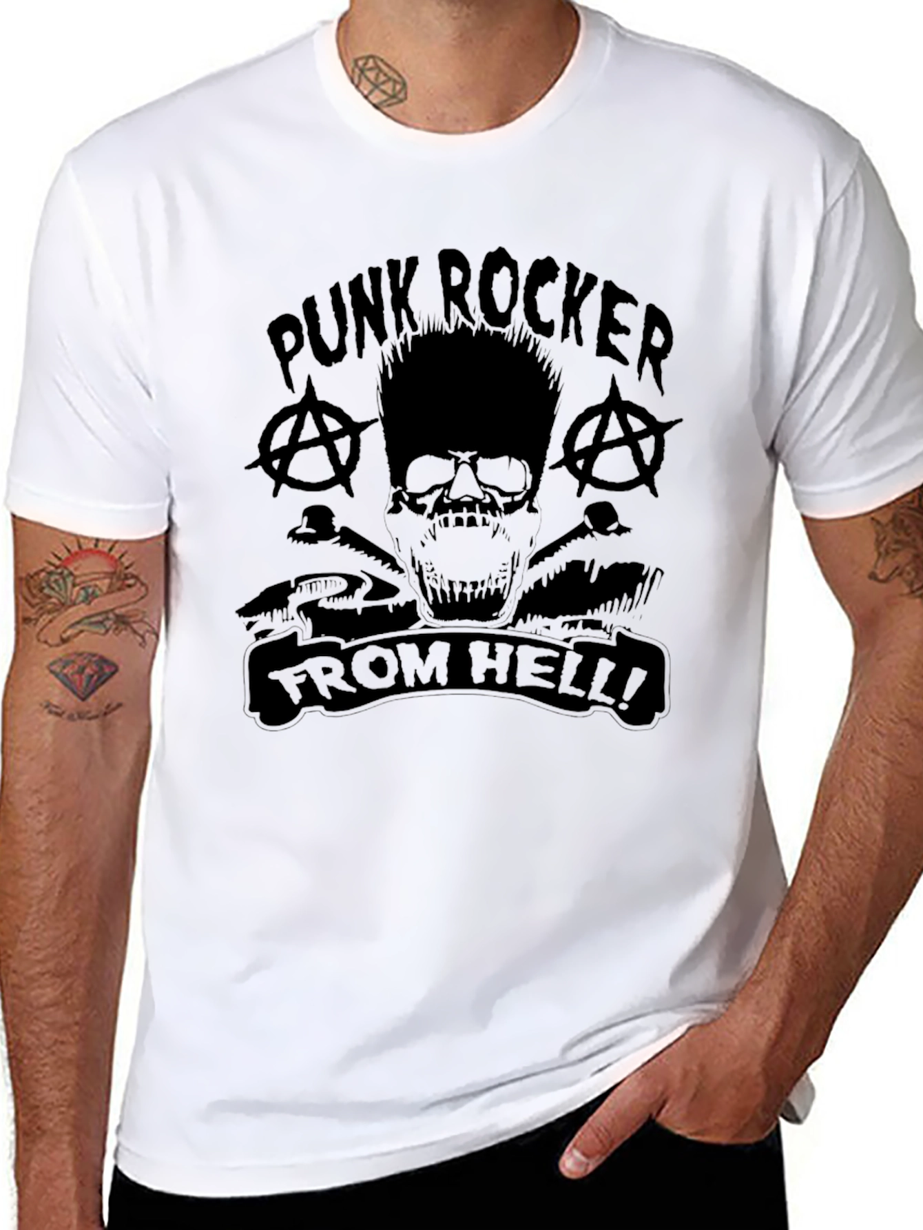 Punk Rocker From Hell Black Graphic Tee