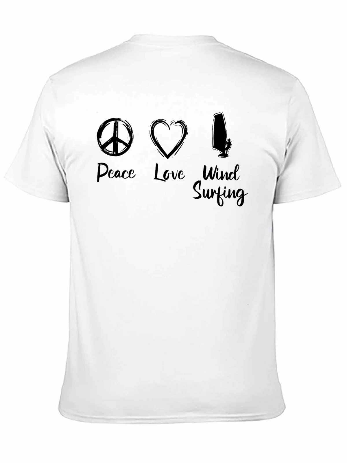 Peace Love Windsurfing Black T-Shirt