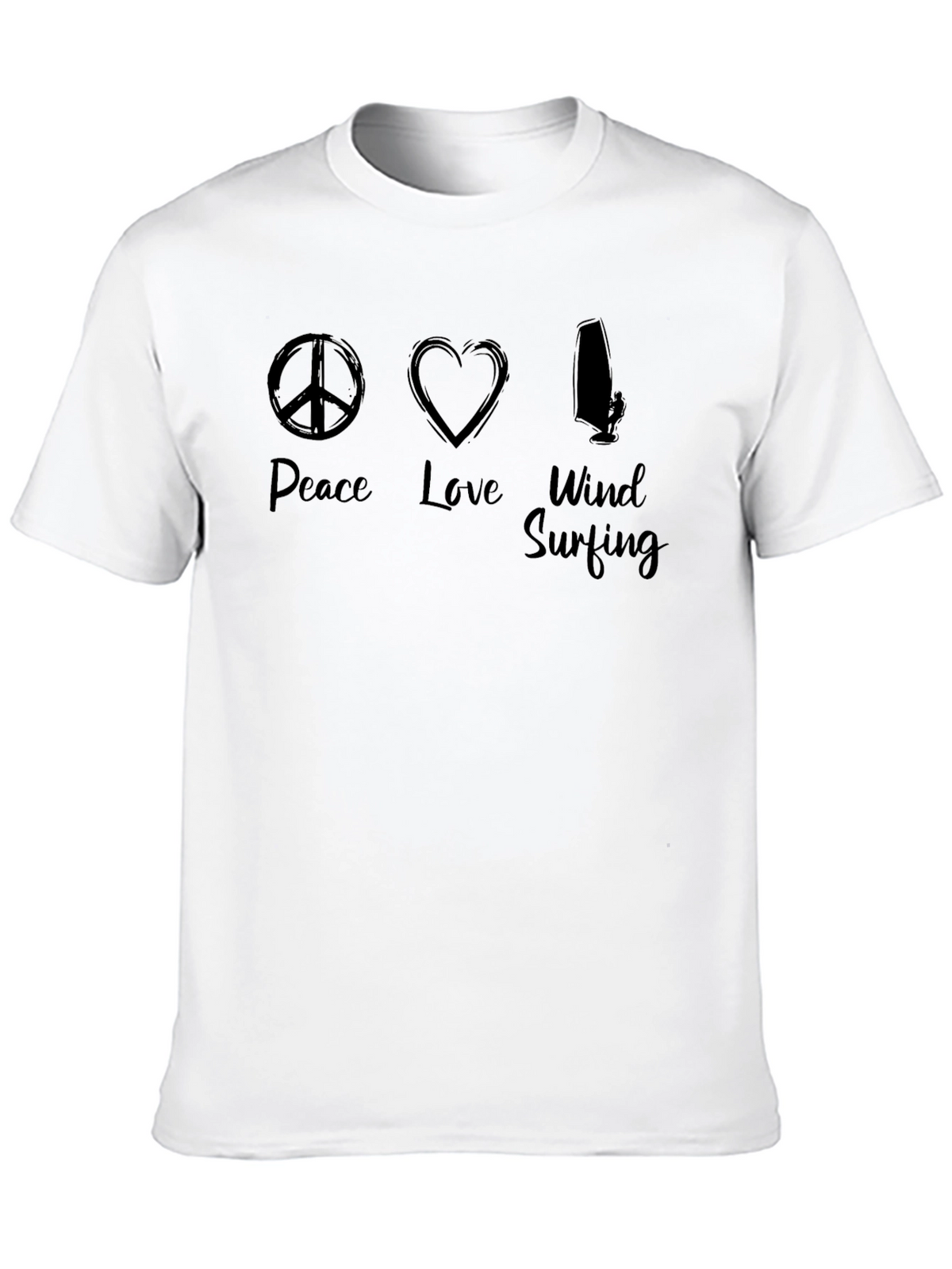 Peace Love Windsurfing Black T-Shirt