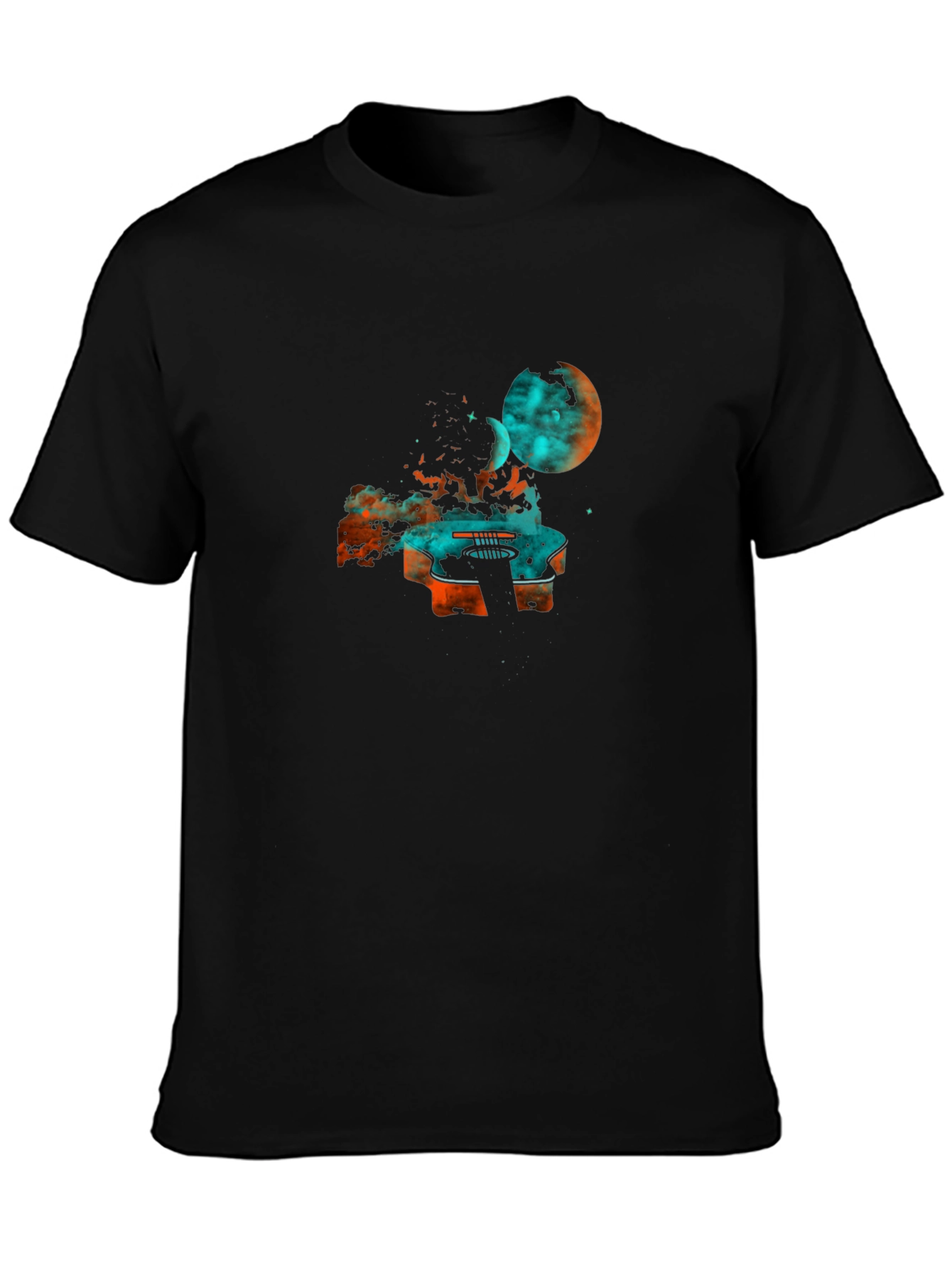 Cosmic Guitar Graphic Tee - Black Cotton Blend