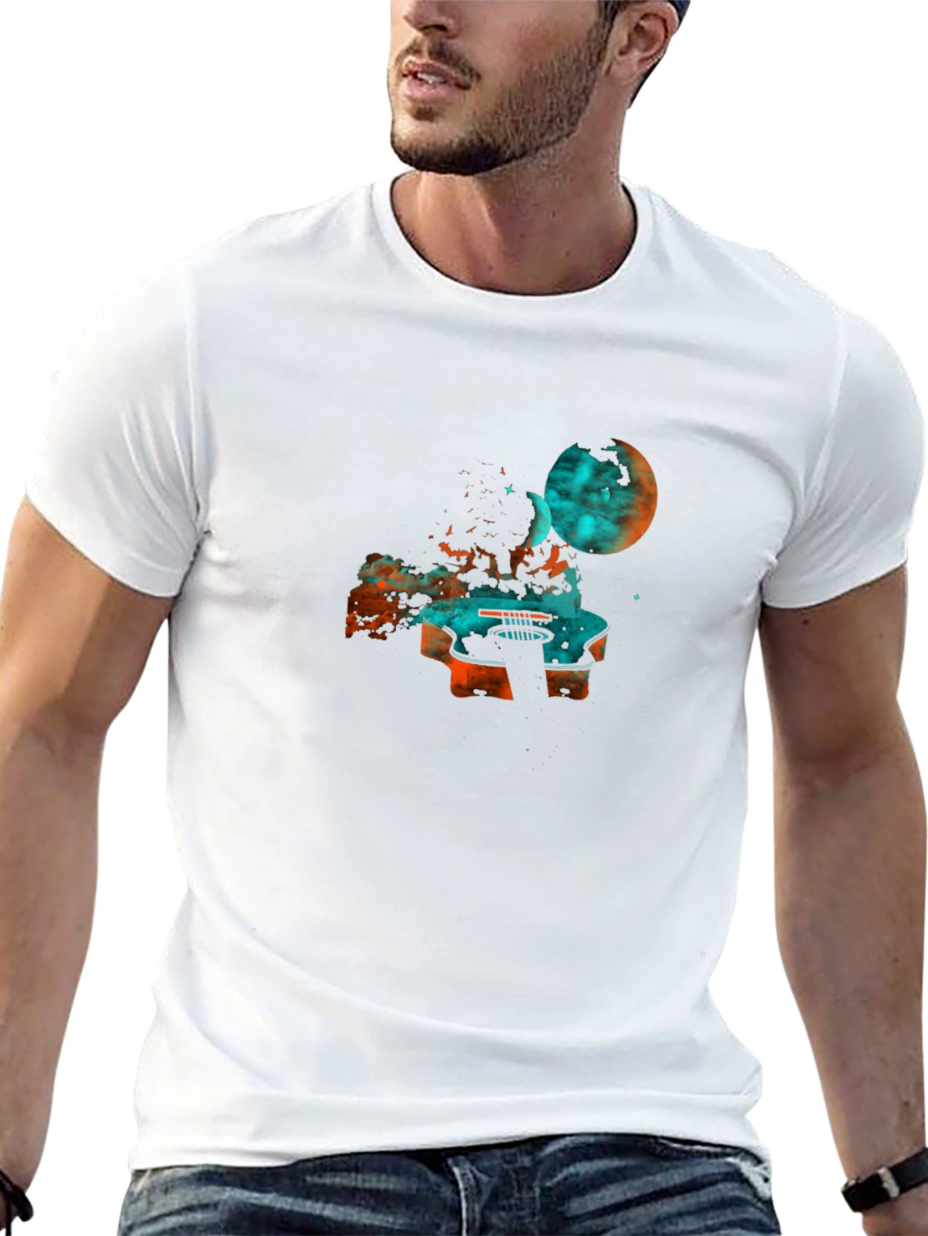 Cosmic Guitar Graphic Tee - Black Cotton Blend