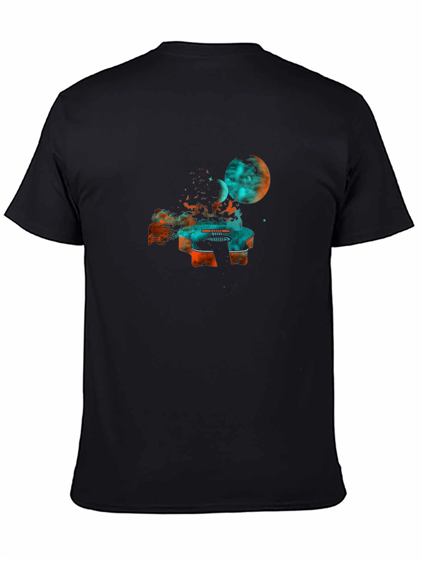 Cosmic Guitar Graphic Tee - Black Cotton Blend