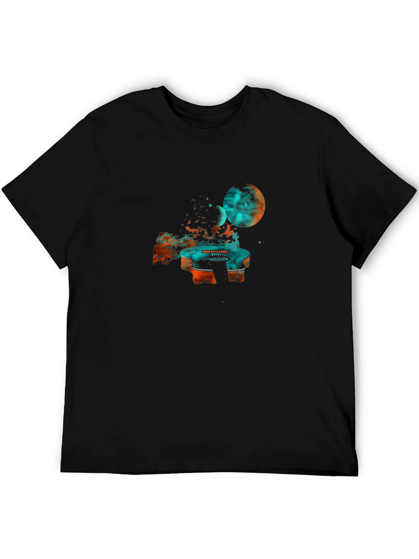 Cosmic Guitar Graphic Tee - Black Cotton Blend